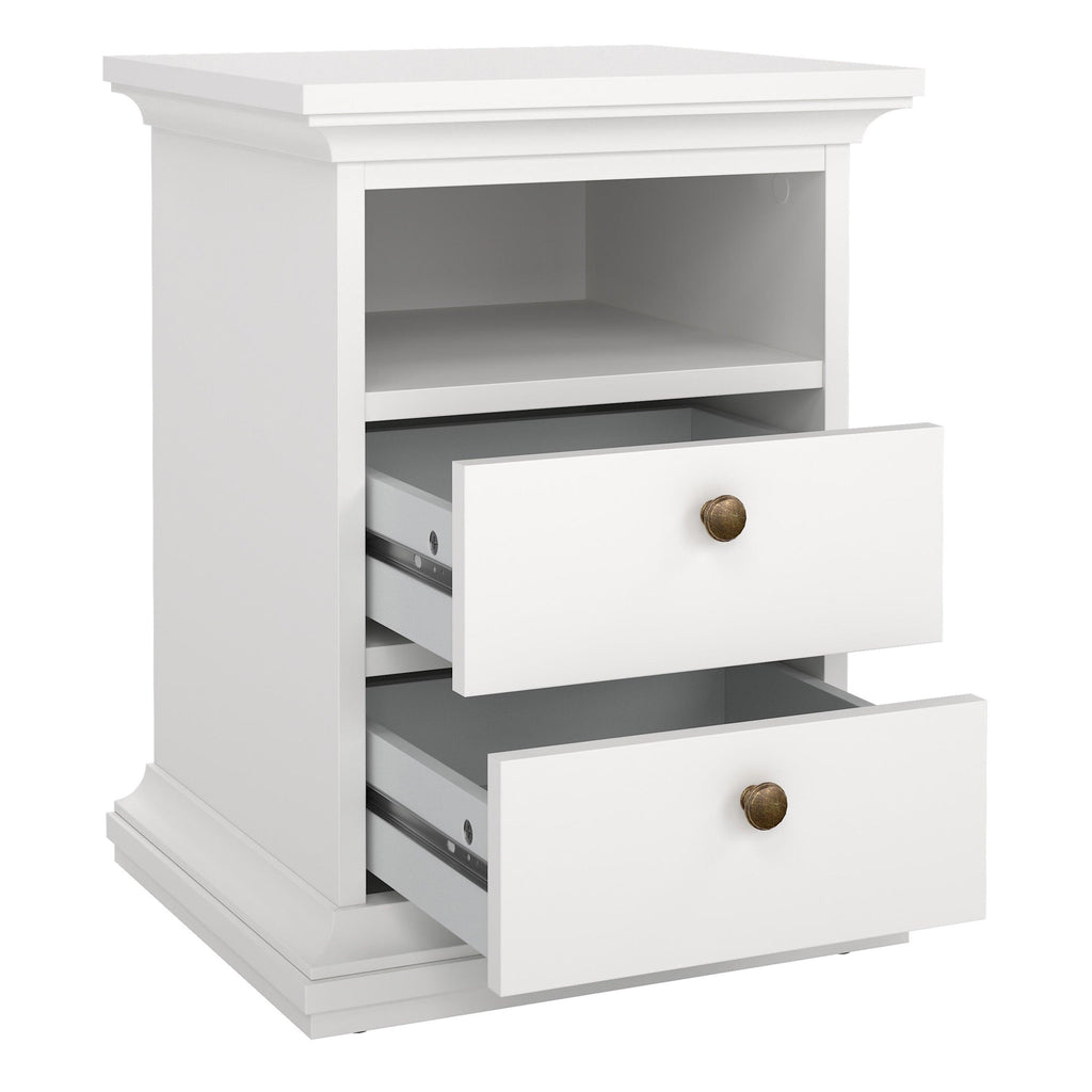 Paris Package - Bedside 2 Drawers + Chest of 4 Drawers + Wardrobe with 2 Doors White - image 3