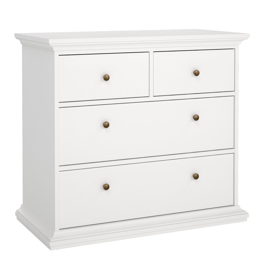 Paris Package - Bedside 2 Drawers + Chest of 4 Drawers + Wardrobe with 2 Doors White - image 6