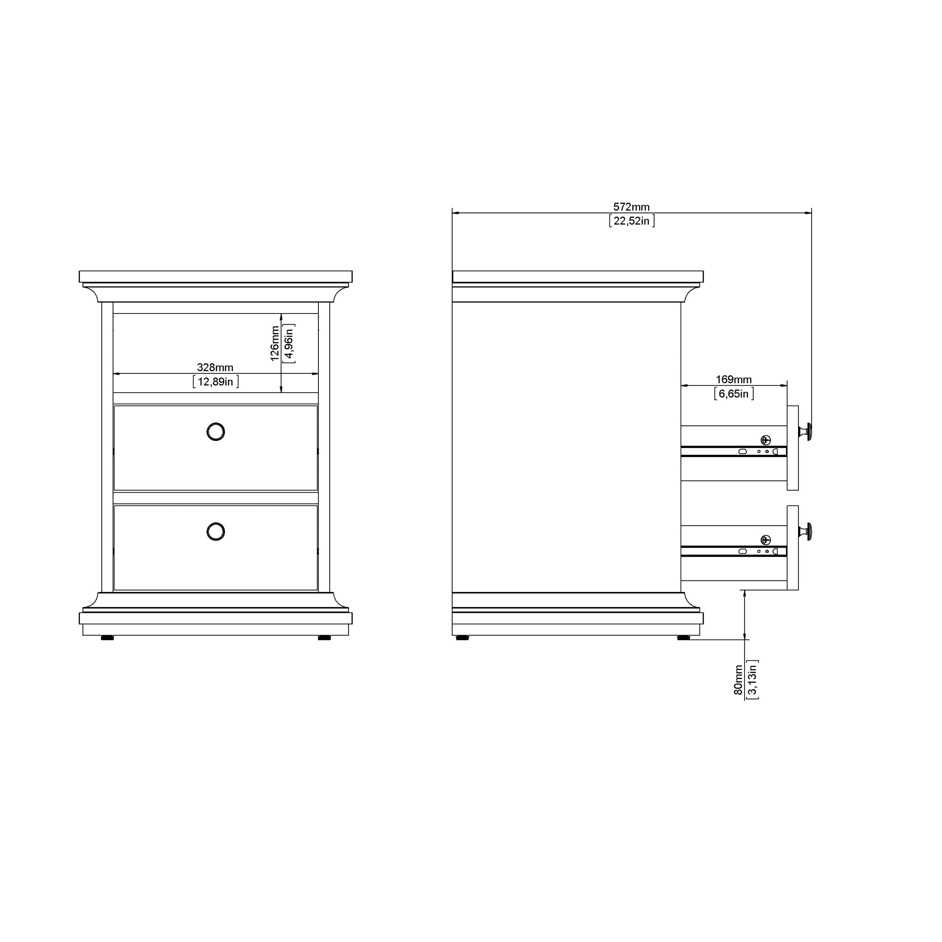 Paris Bedside 2 Drawers in White - image 12