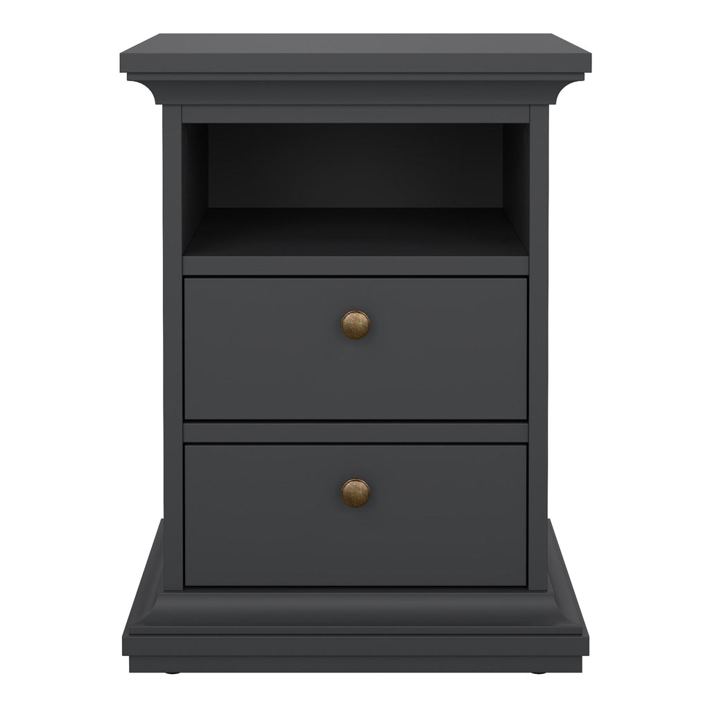 Paris Bedside 2 Drawers in Matt Grey - image 2