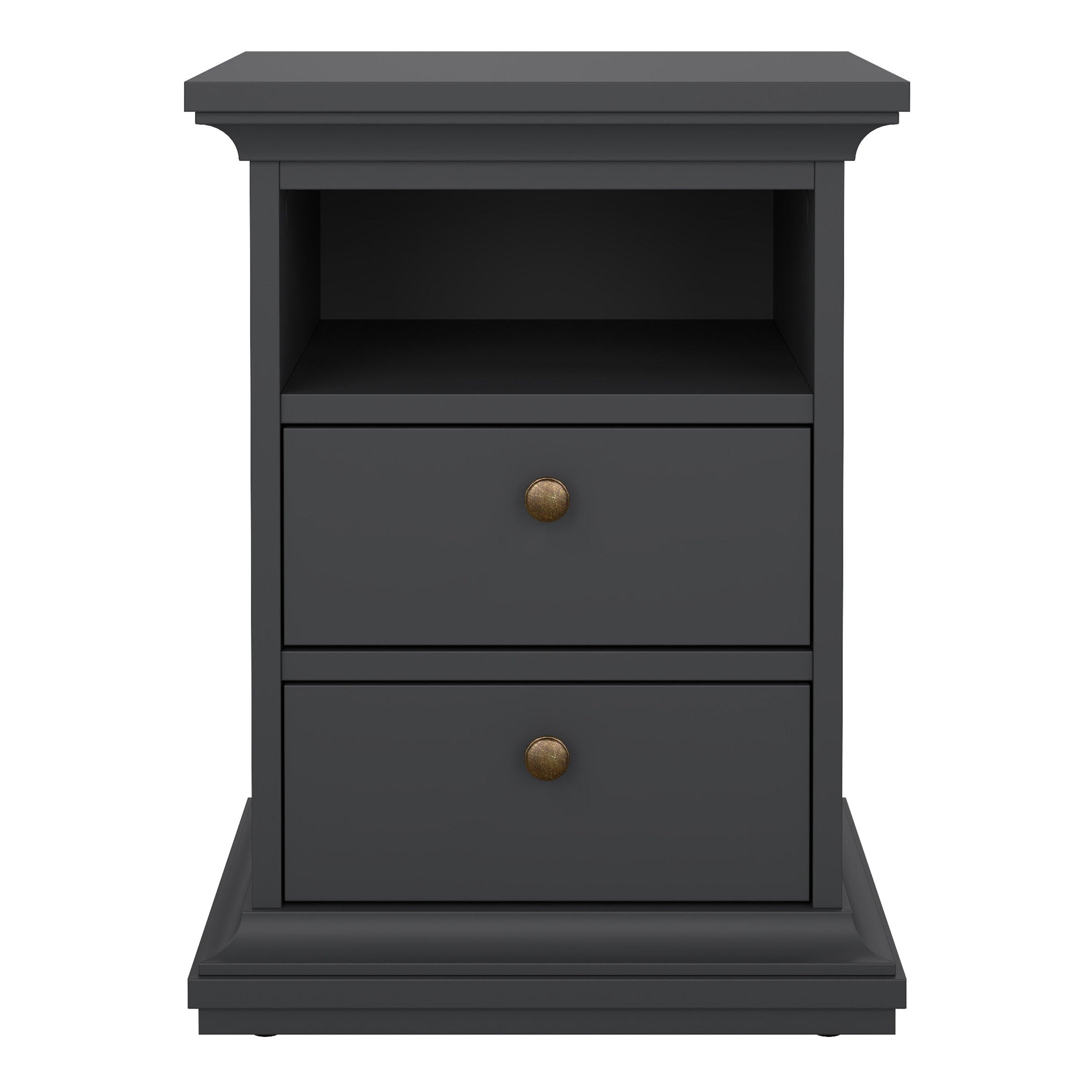 Paris Bedside 2 Drawers in Matt Grey - image 2