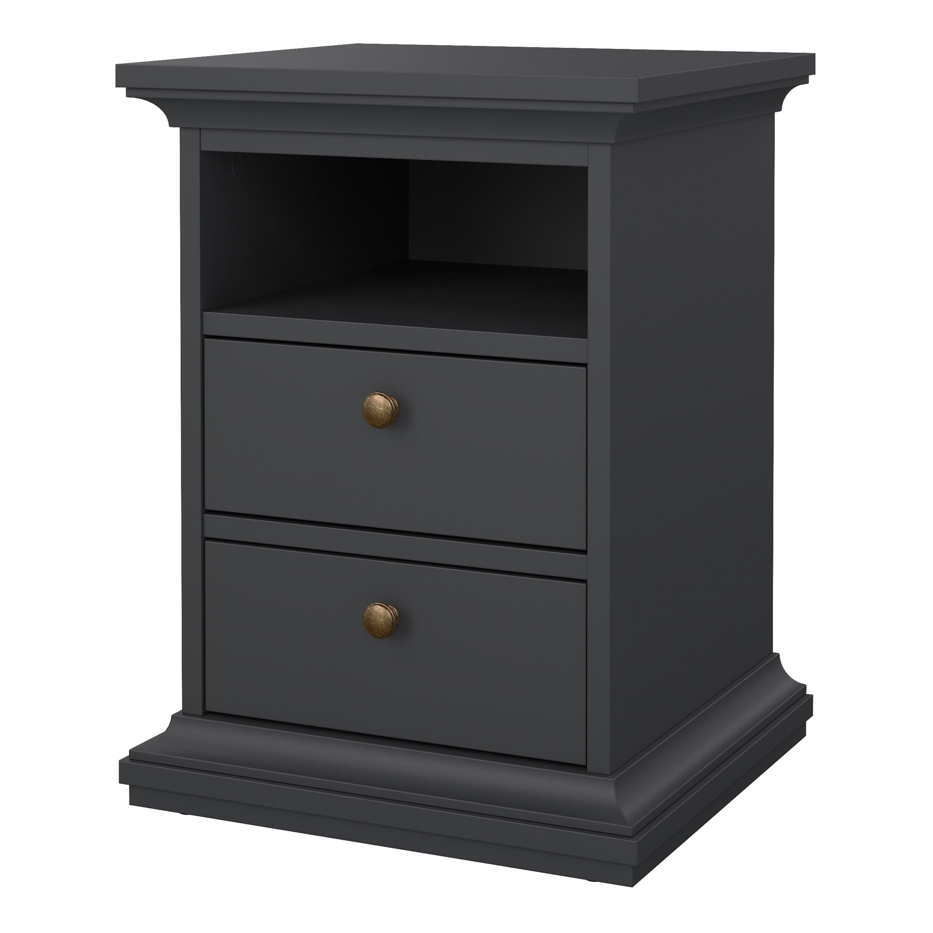 Paris Bedside 2 Drawers in Matt Grey - image 3