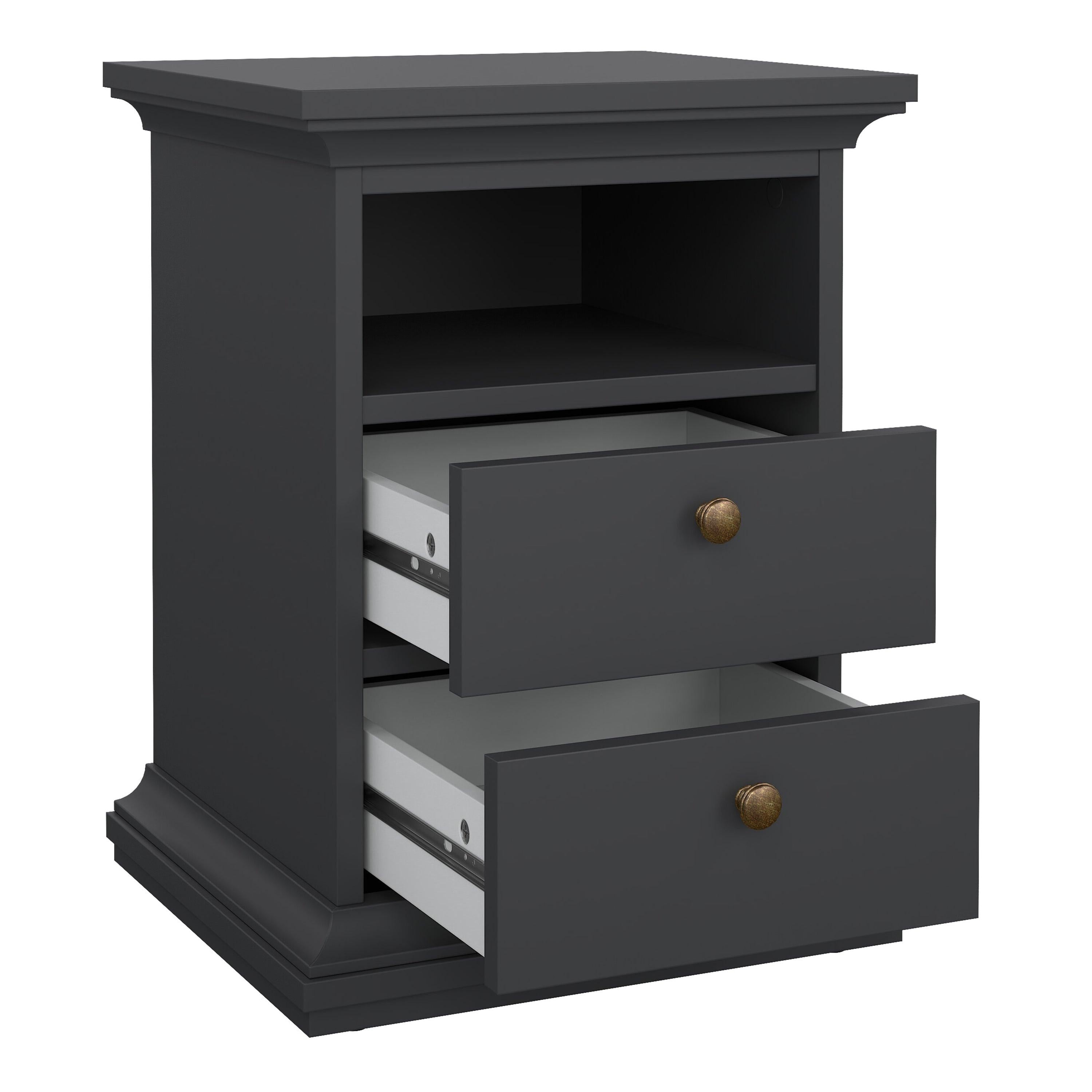 Paris Bedside 2 Drawers in Matt Grey - image 5