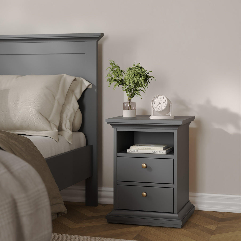 Paris Bedside 2 Drawers in Matt Grey - image 7