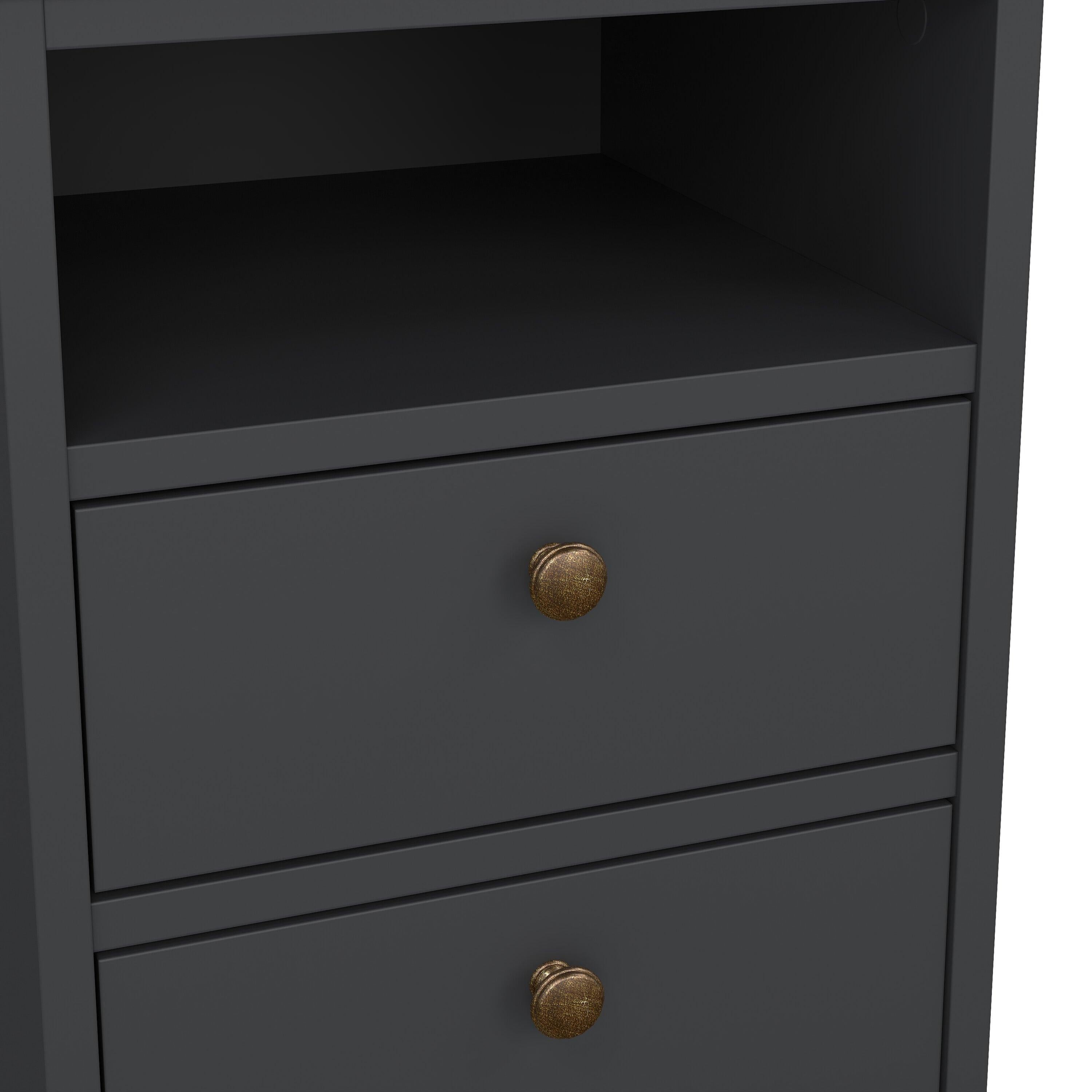 Paris Bedside 2 Drawers in Matt Grey - image 9