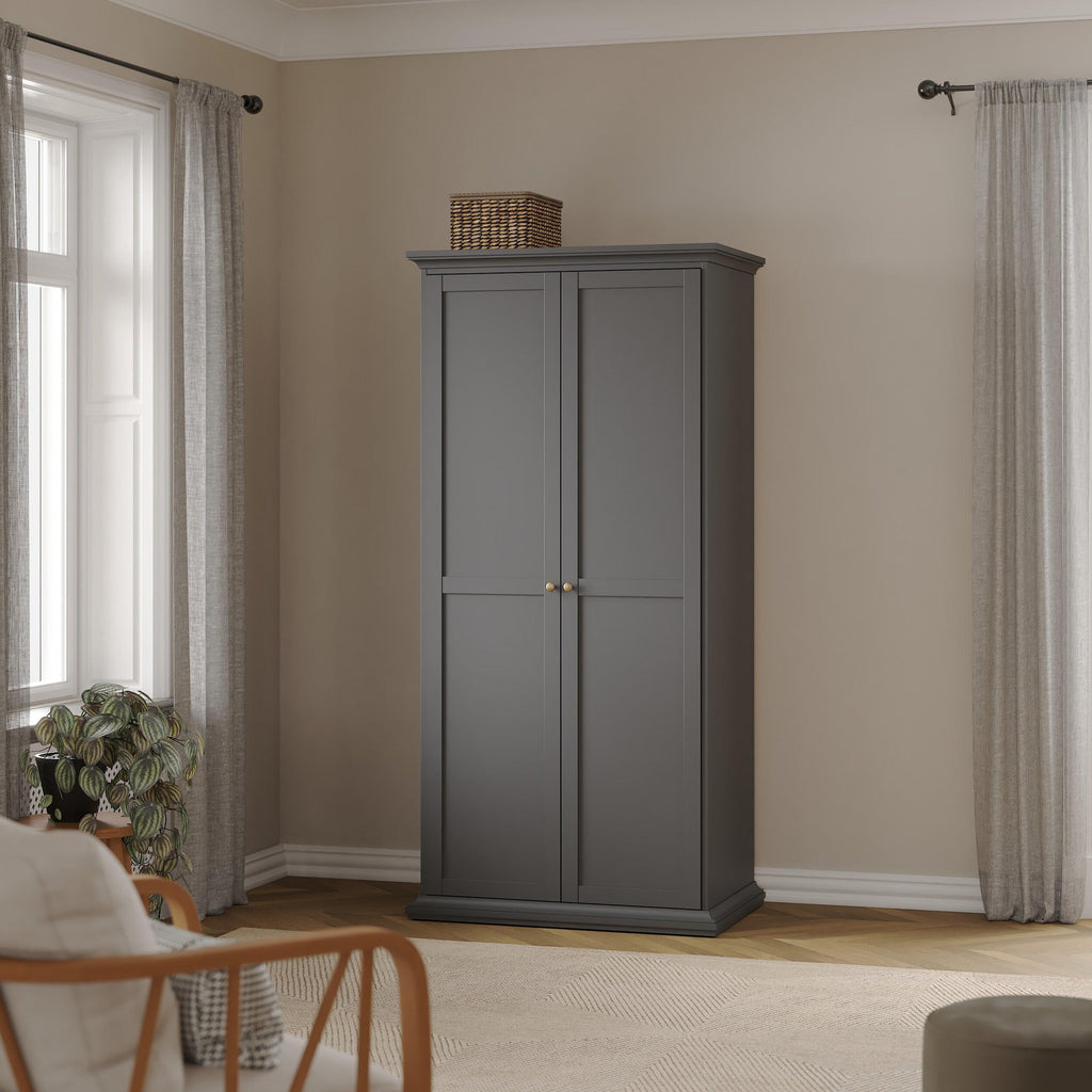 Paris Wardrobe with 2 Doors in Matt Grey - image 7