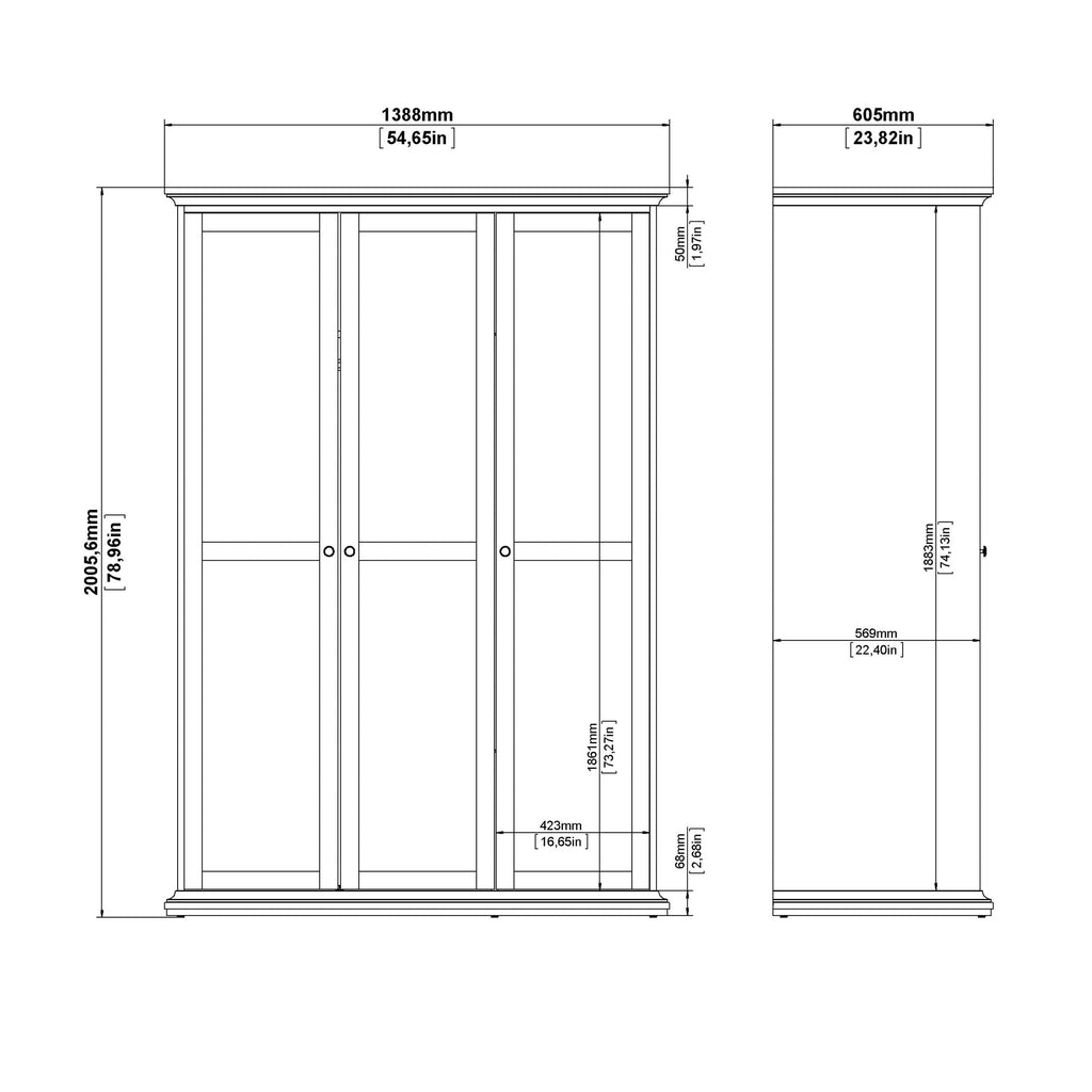 Paris Wardrobe with 2 Doors in Matt Grey - image 12