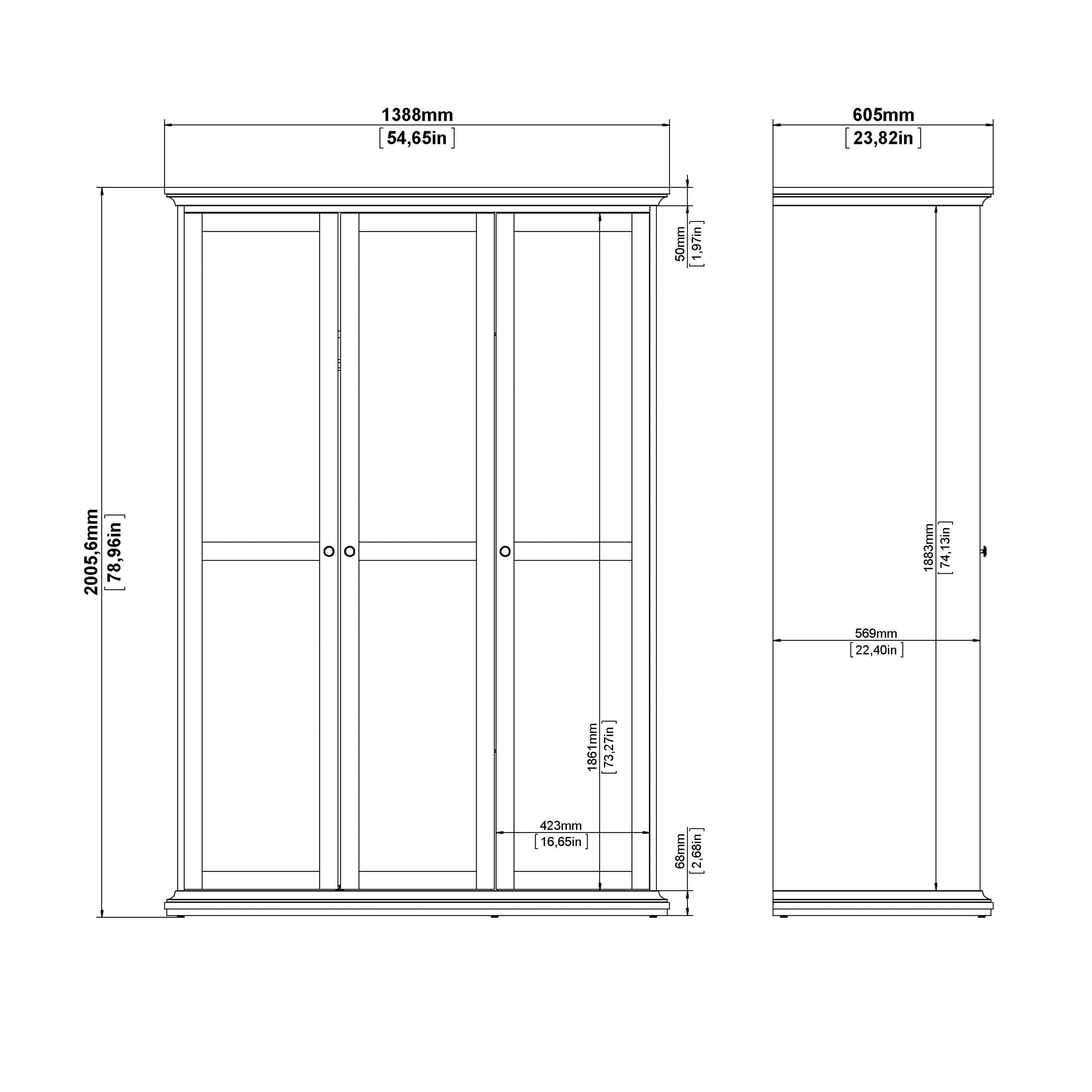 Paris Wardrobe with 2 Doors in Matt Grey - image 12