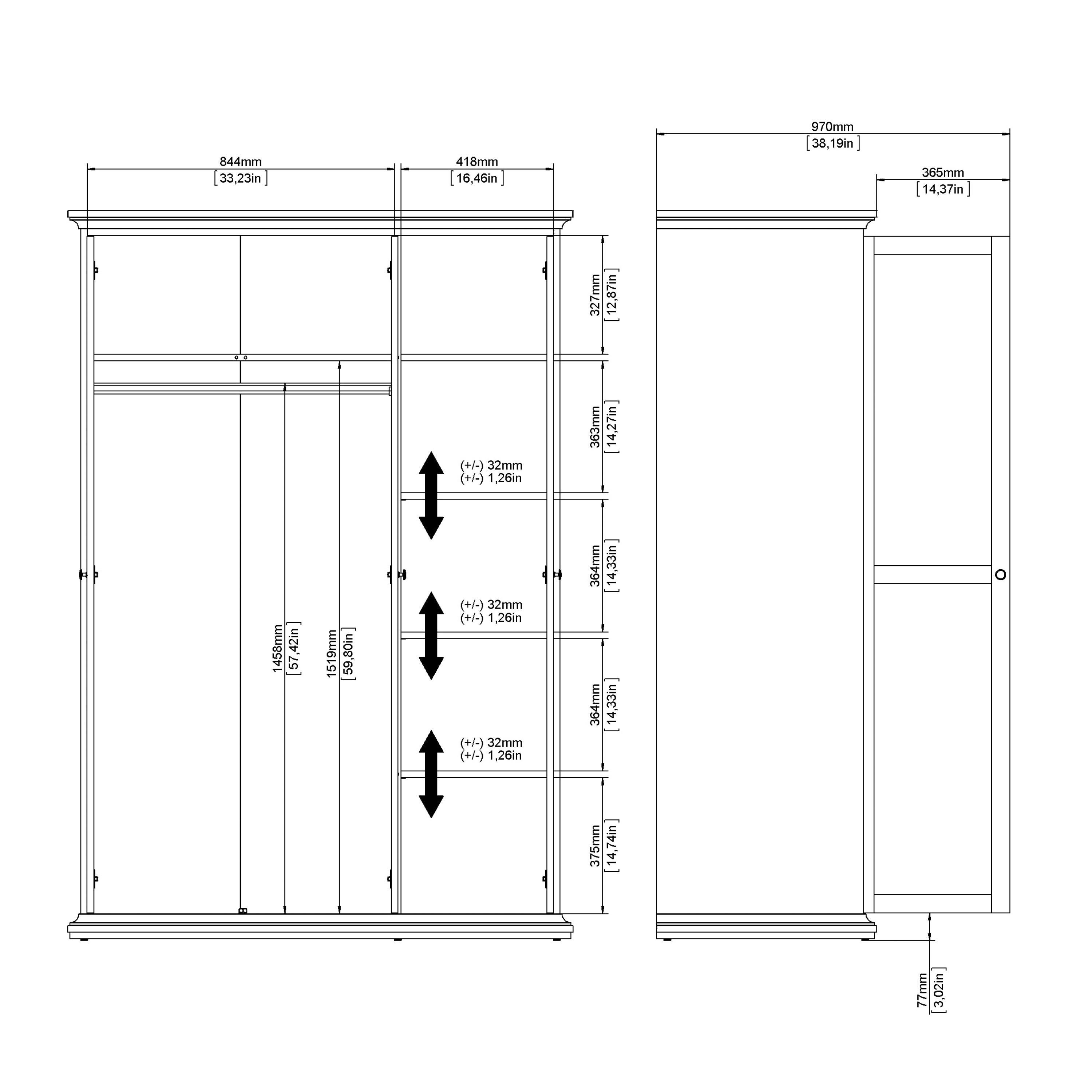 Paris Wardrobe with 2 Doors in Matt Grey - image 13