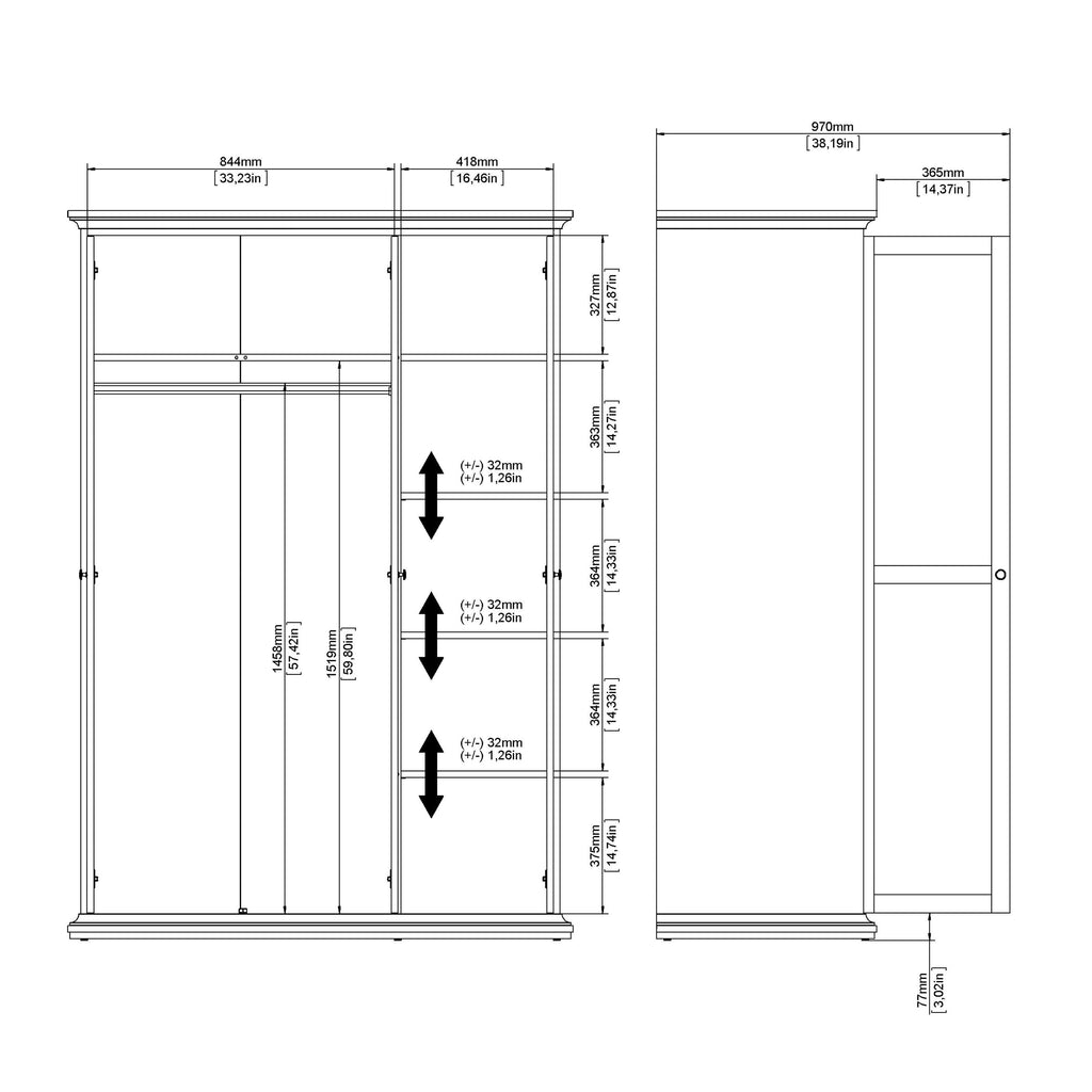 Paris Wardrobe with 3 Doors in Matt Grey - image 13