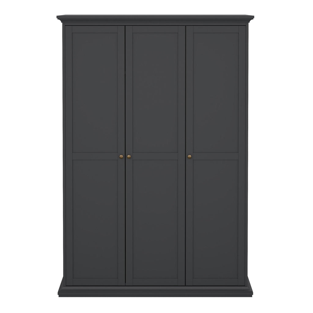 Paris Wardrobe with 3 Doors in Matt Grey - image 2
