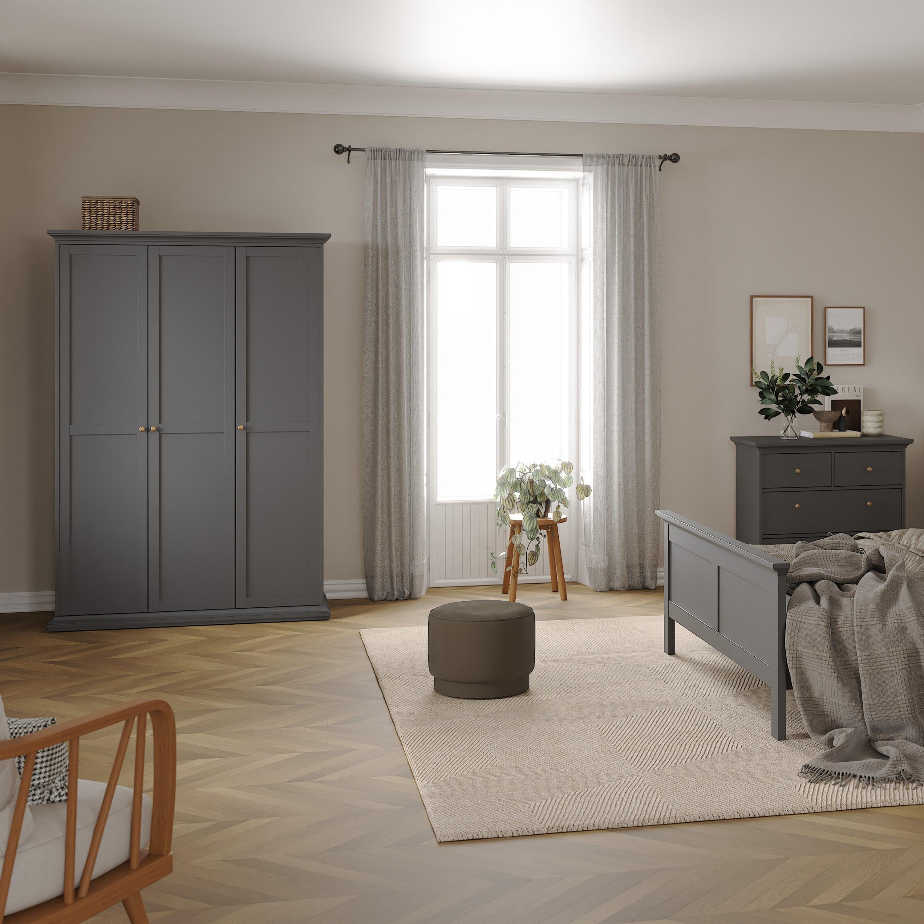 Paris Wardrobe with 3 Doors in Matt Grey - image 7