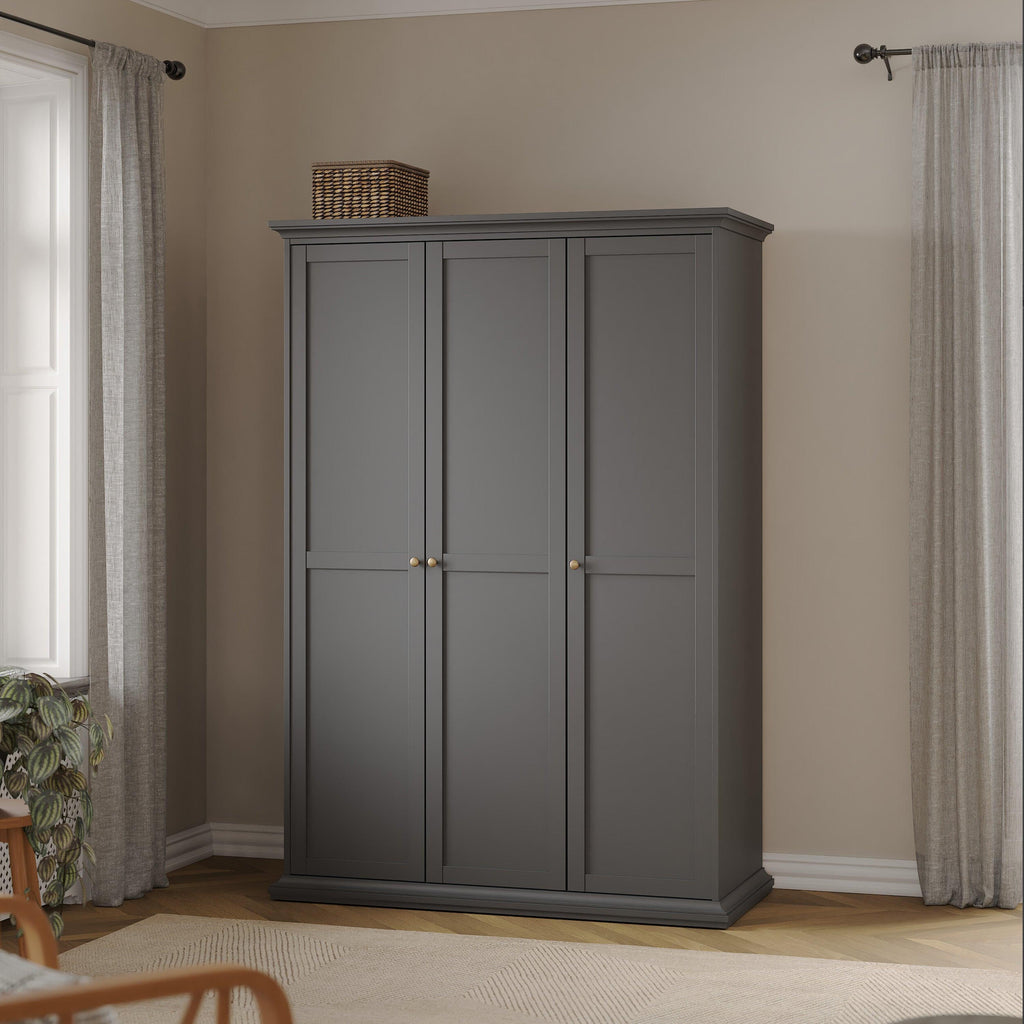 Paris Wardrobe with 3 Doors in Matt Grey - image 8