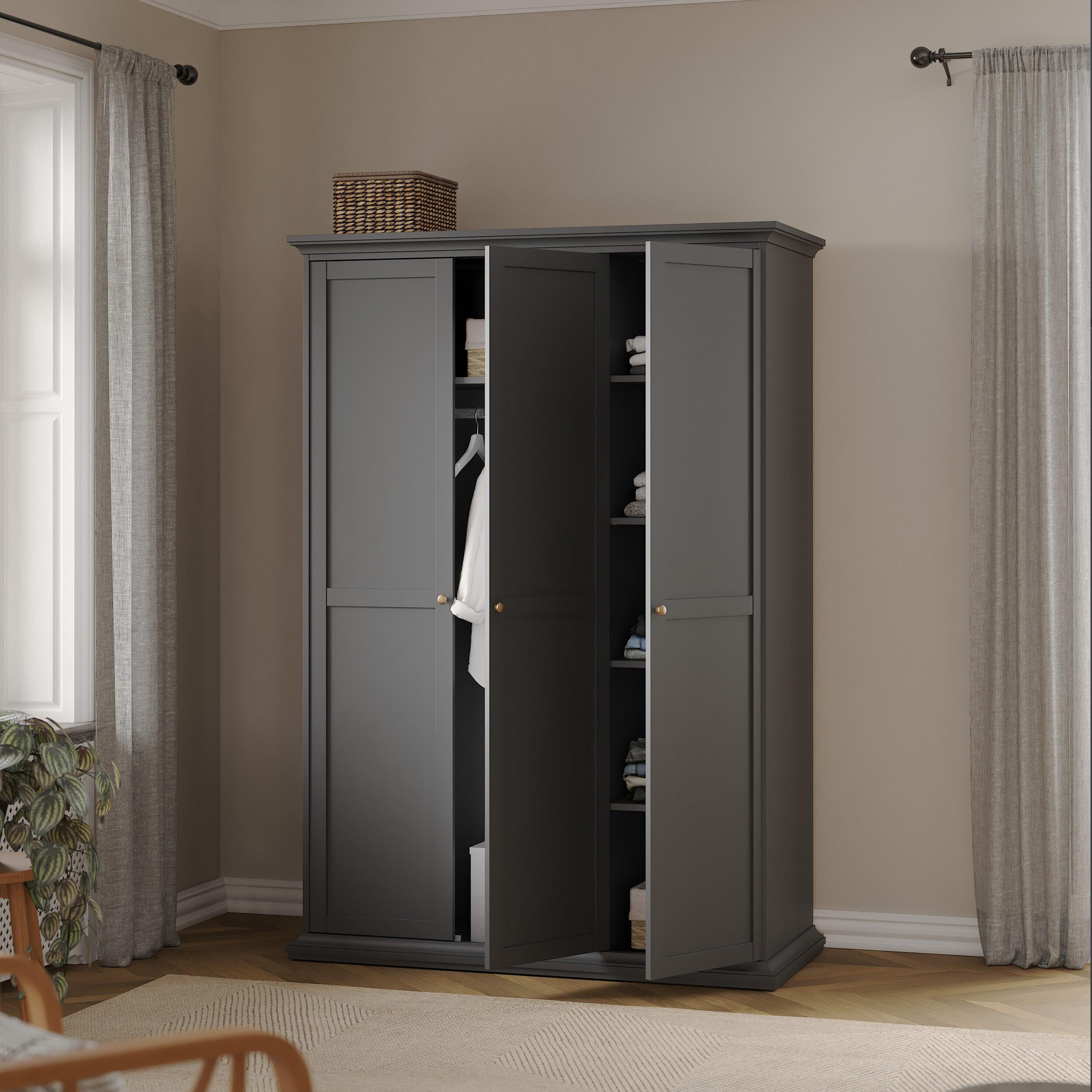 Paris Wardrobe with 3 Doors in Matt Grey - image 9