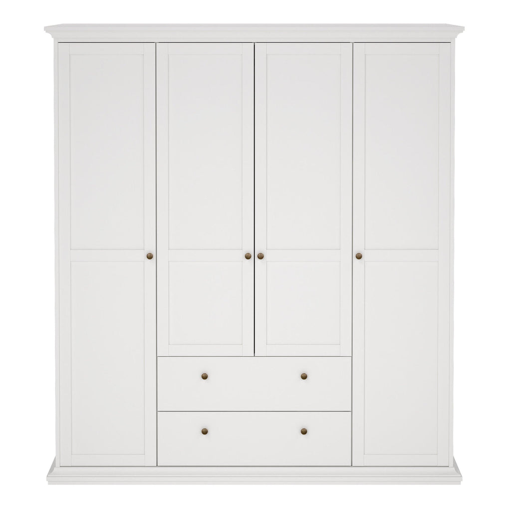 Paris Wardrobe with 4 Doors and 2 Drawers in White - image 2