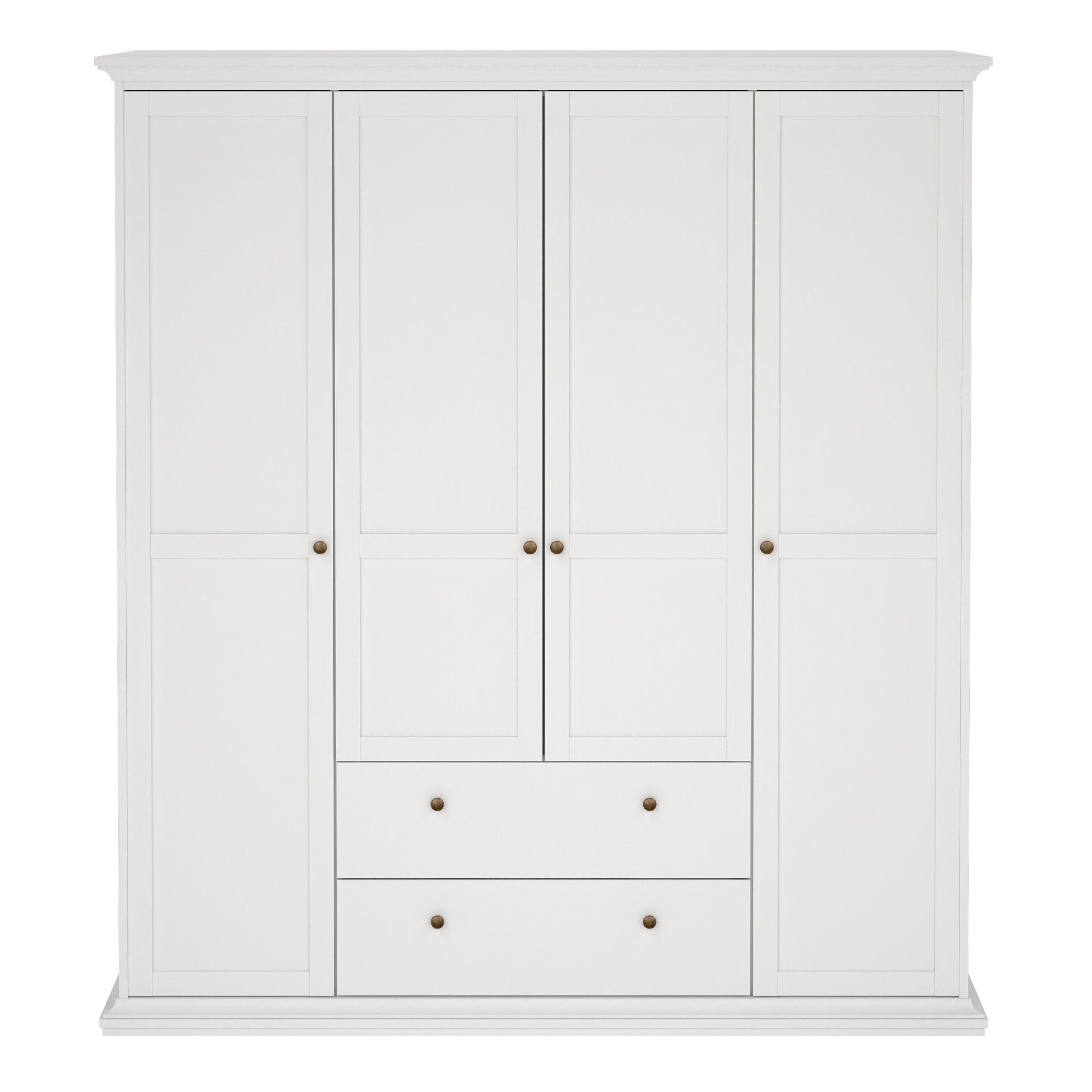 Paris Wardrobe with 4 Doors and 2 Drawers in White - image 2