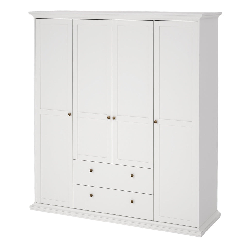 Paris Wardrobe with 4 Doors and 2 Drawers in White - image 3