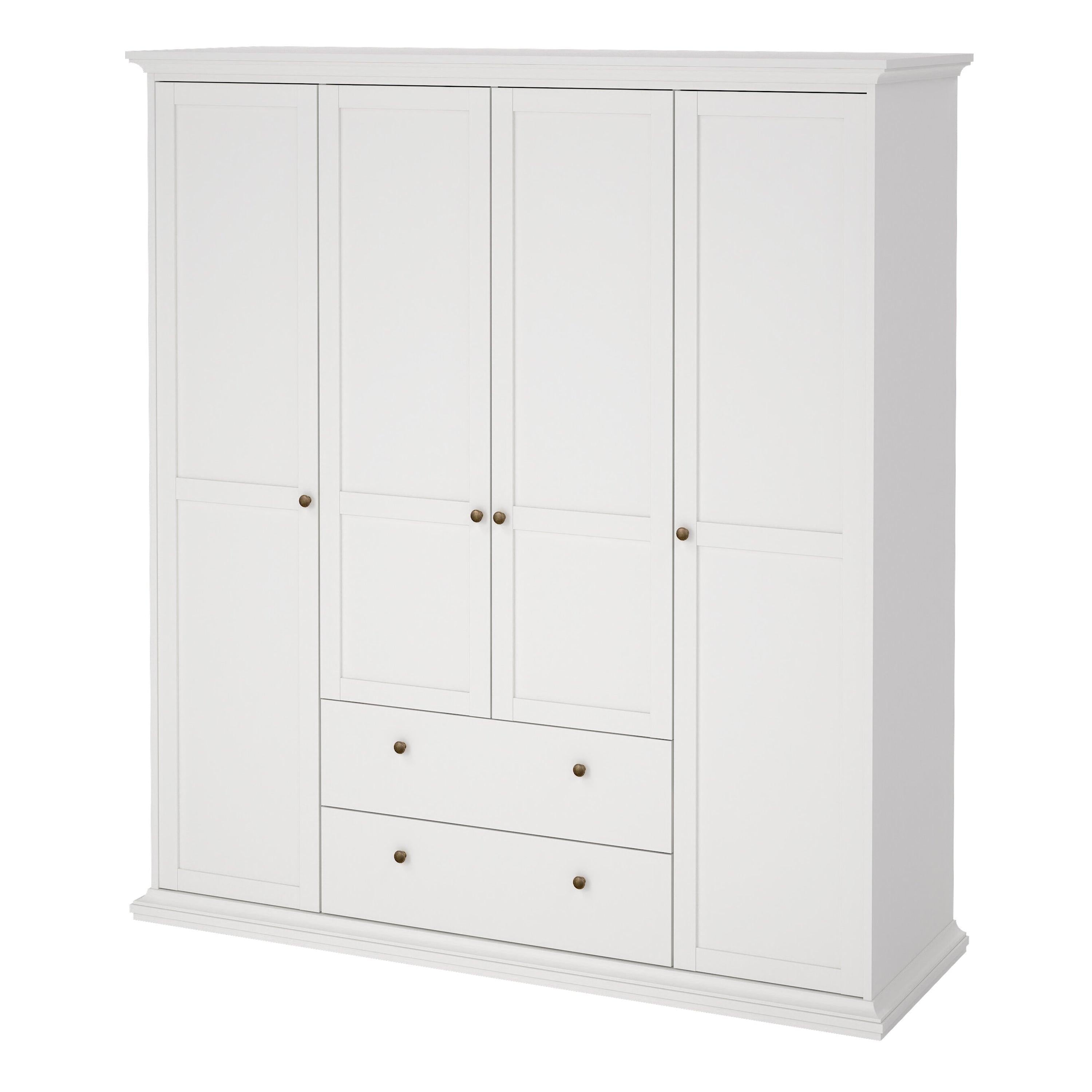 Paris Wardrobe with 4 Doors and 2 Drawers in White - image 3