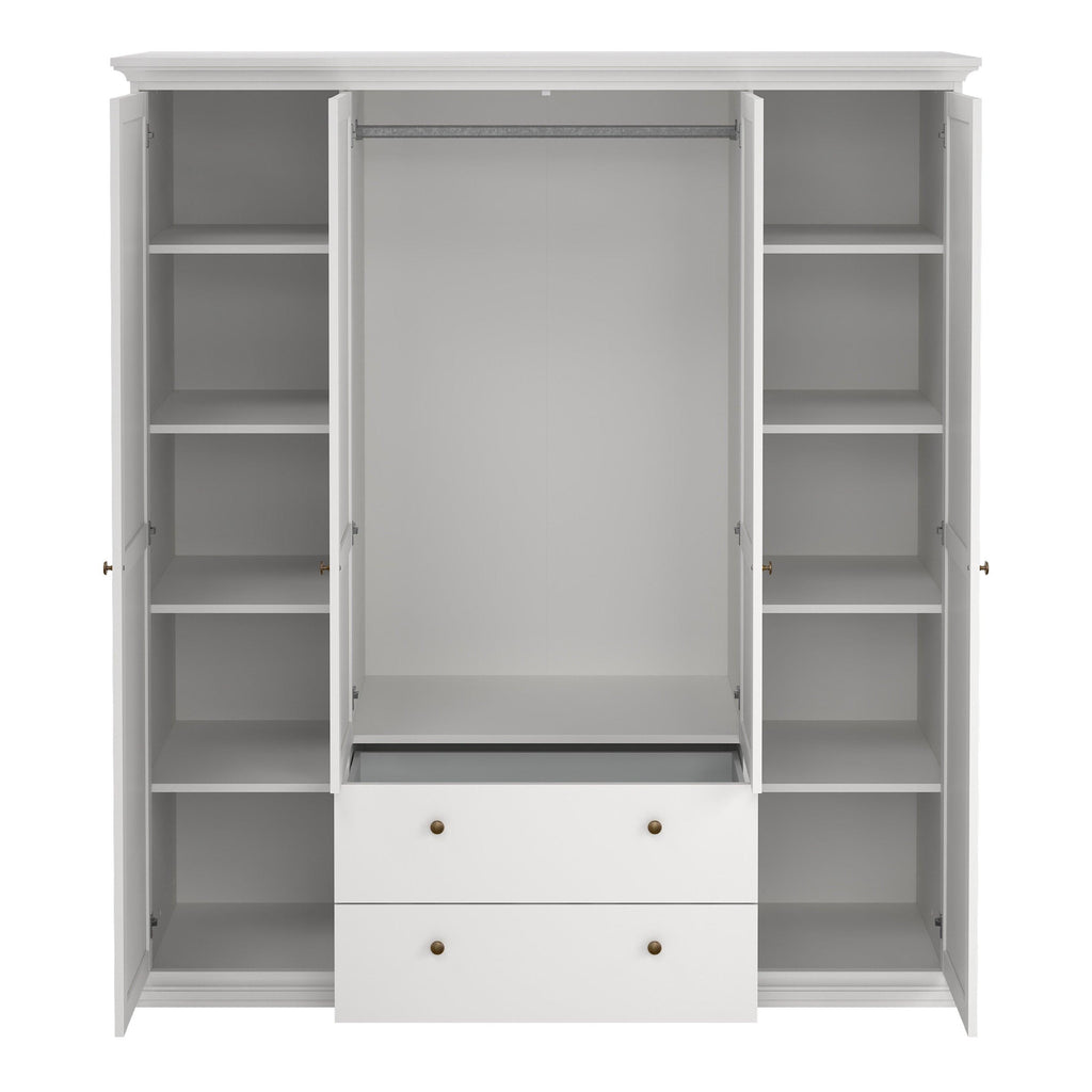 Paris Wardrobe with 4 Doors and 2 Drawers in White - image 6
