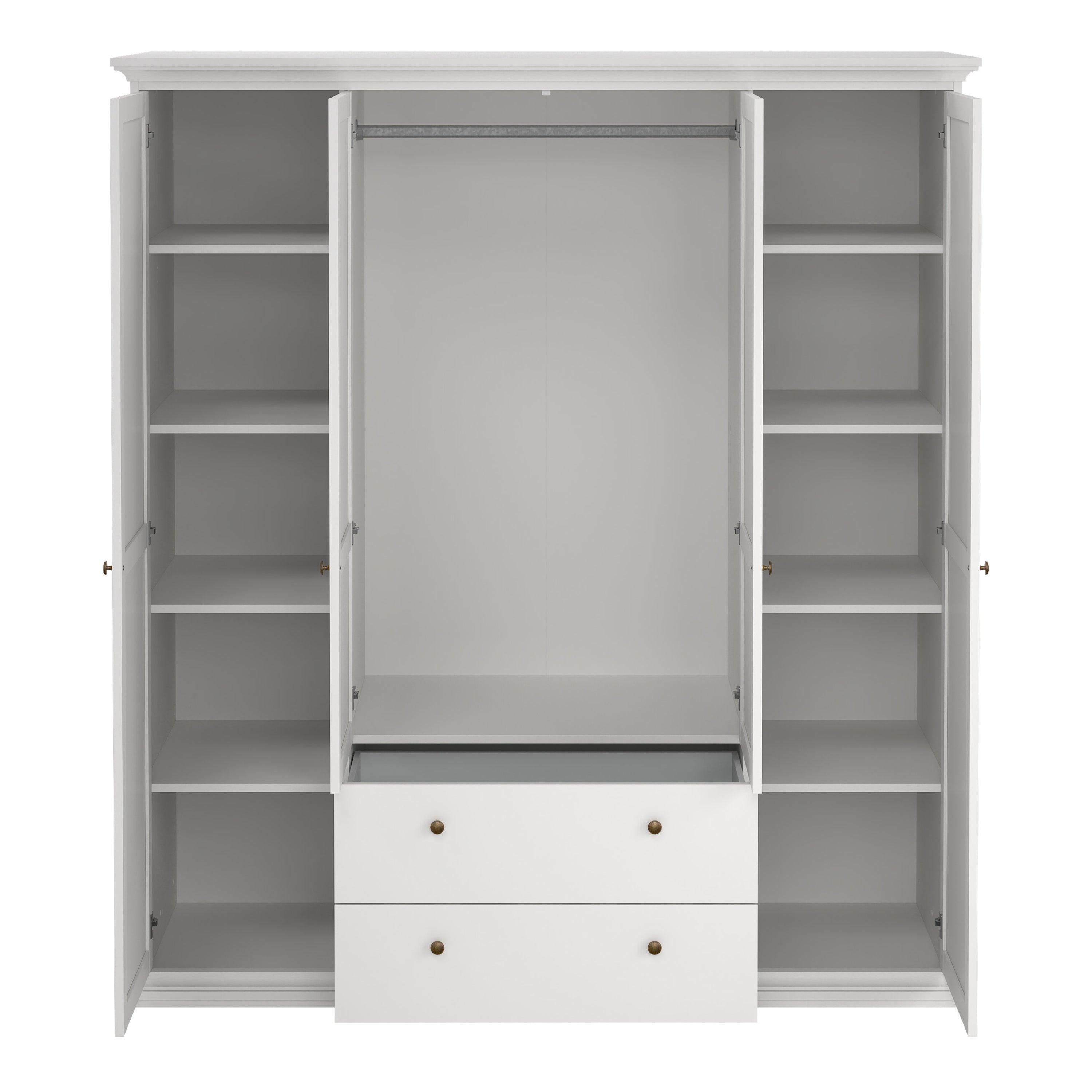 Paris Wardrobe with 4 Doors and 2 Drawers in White - image 6