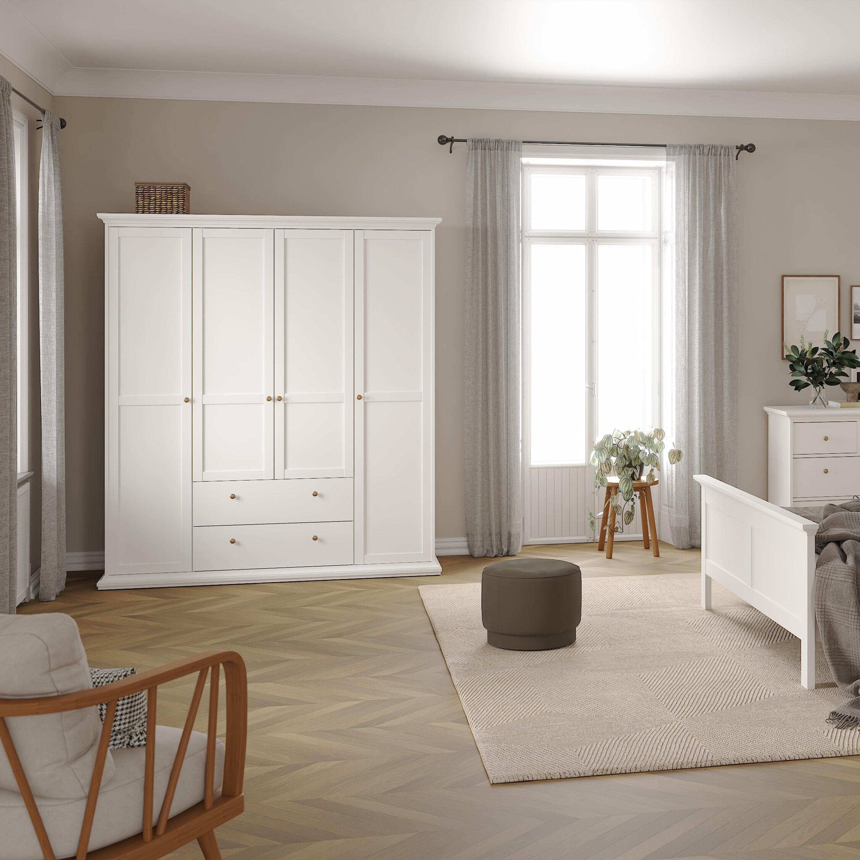 Paris Wardrobe with 4 Doors and 2 Drawers in White - image 7
