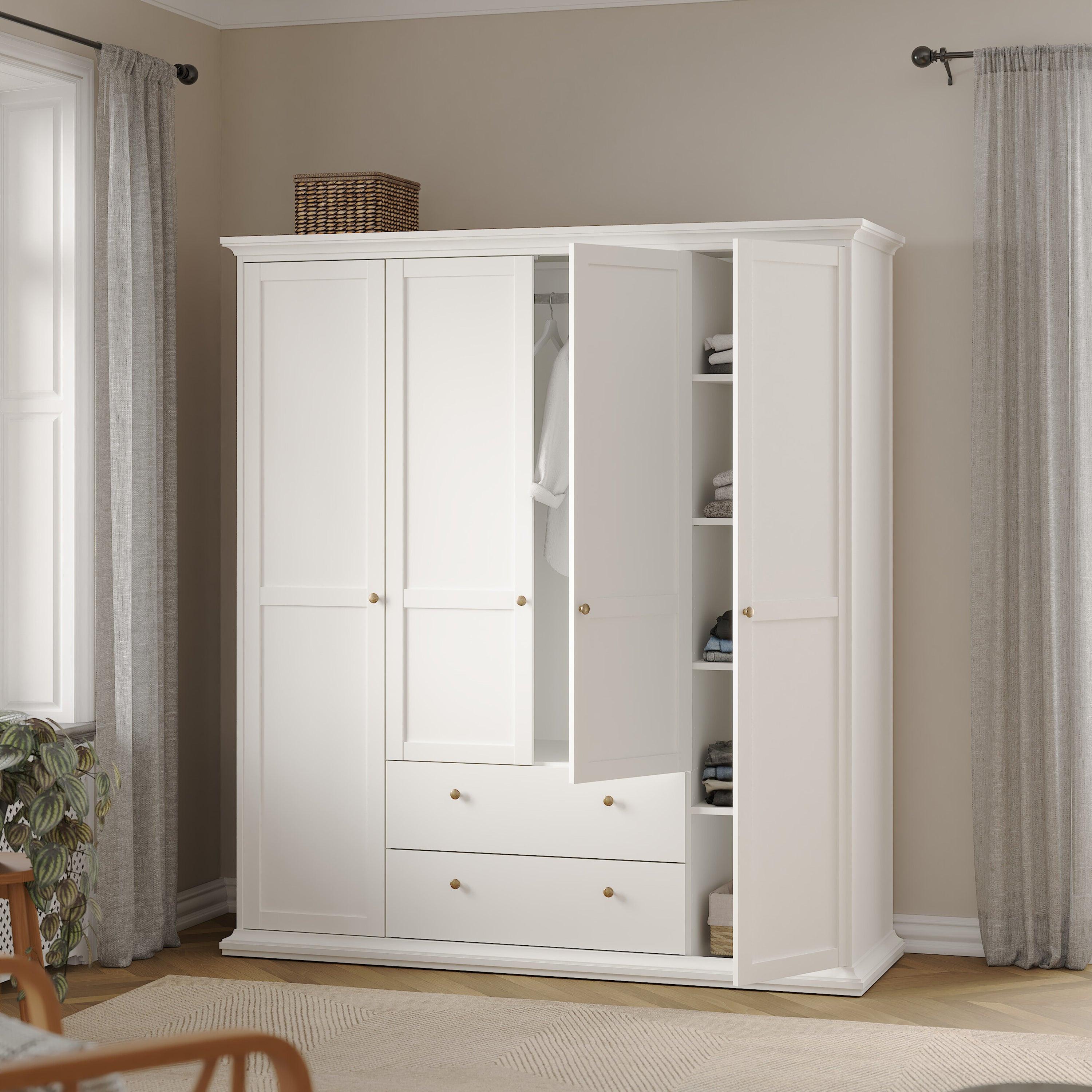 Paris Wardrobe with 4 Doors and 2 Drawers in White - image 9