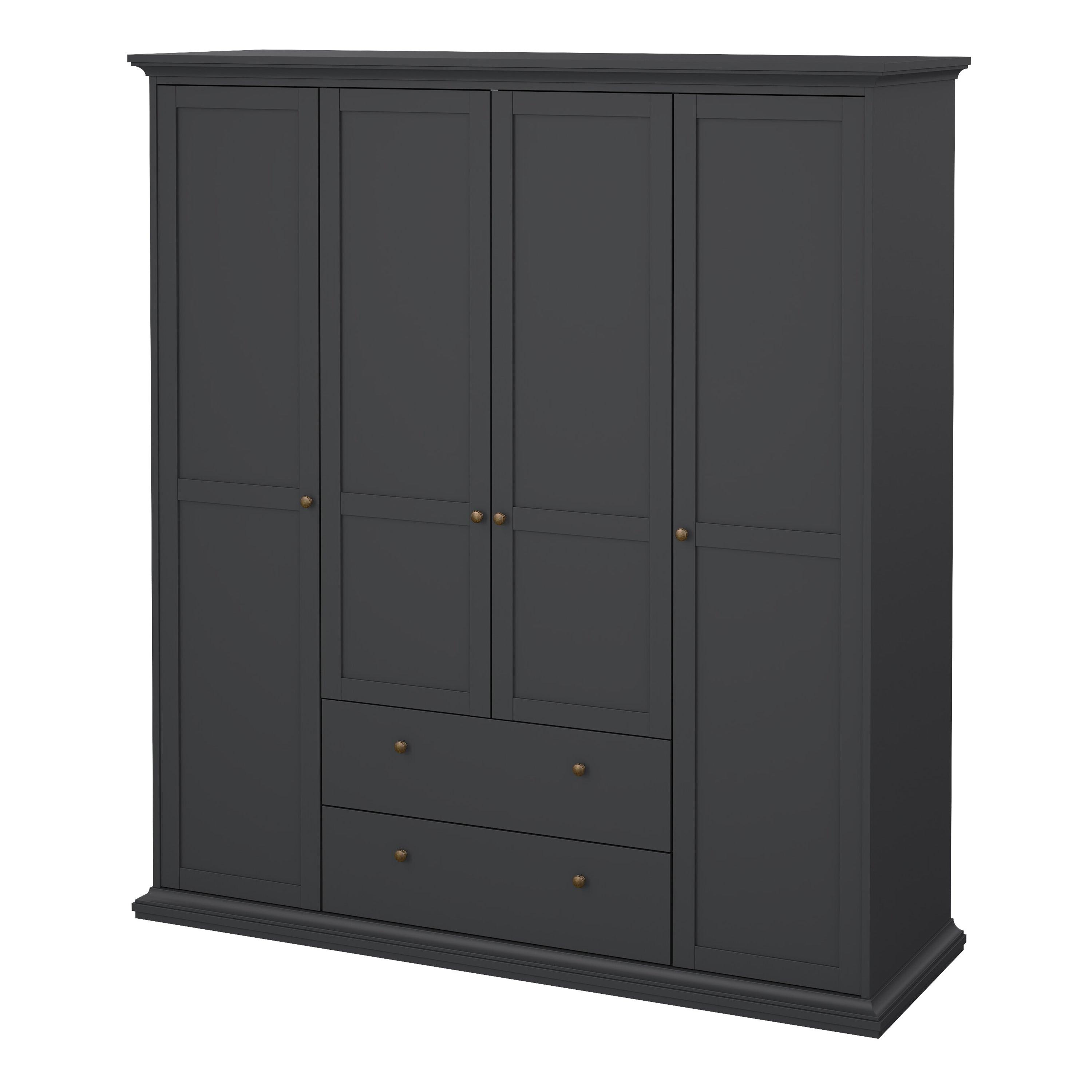 Paris Wardrobe with 4 Doors and 2 Drawers in Matt Grey - image 3