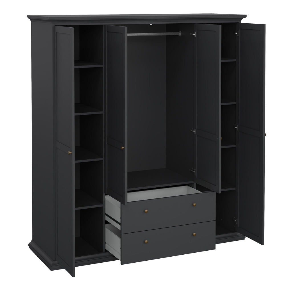 Paris Wardrobe with 4 Doors and 2 Drawers in Matt Grey - image 5