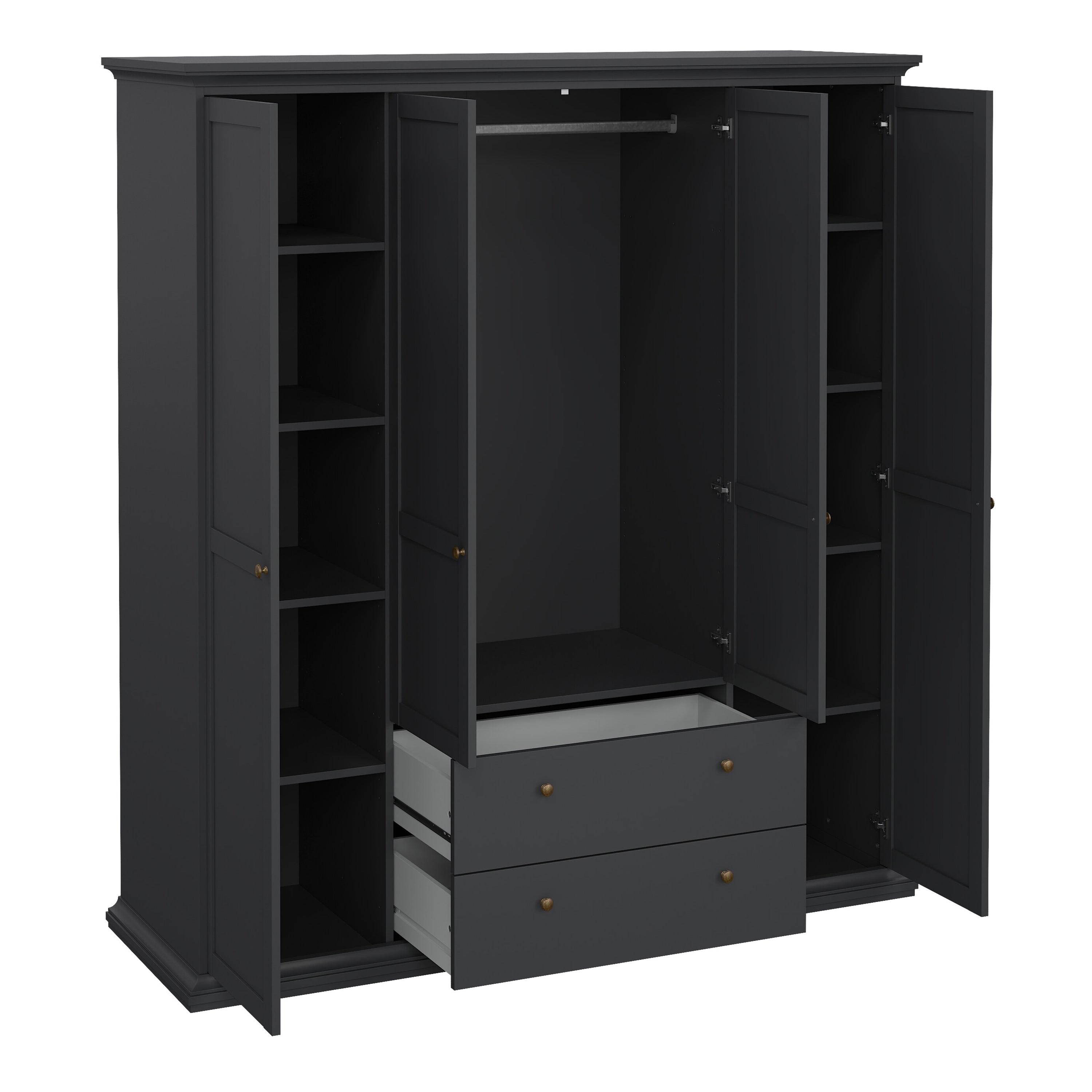 Paris Wardrobe with 4 Doors and 2 Drawers in Matt Grey - image 5