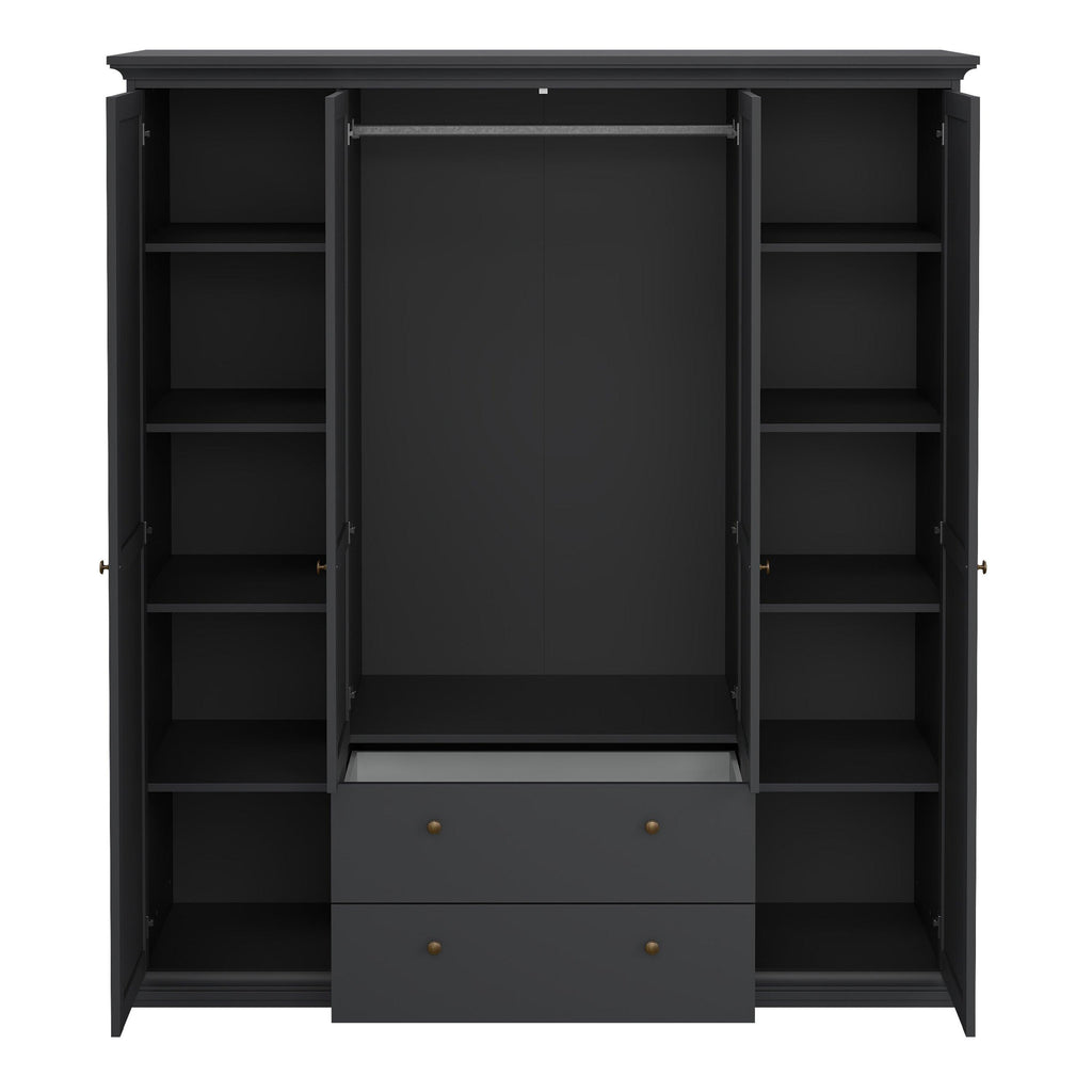 Paris Wardrobe with 4 Doors and 2 Drawers in Matt Grey - image 6