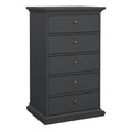 Paris Chest 5 Drawers in Matt Grey