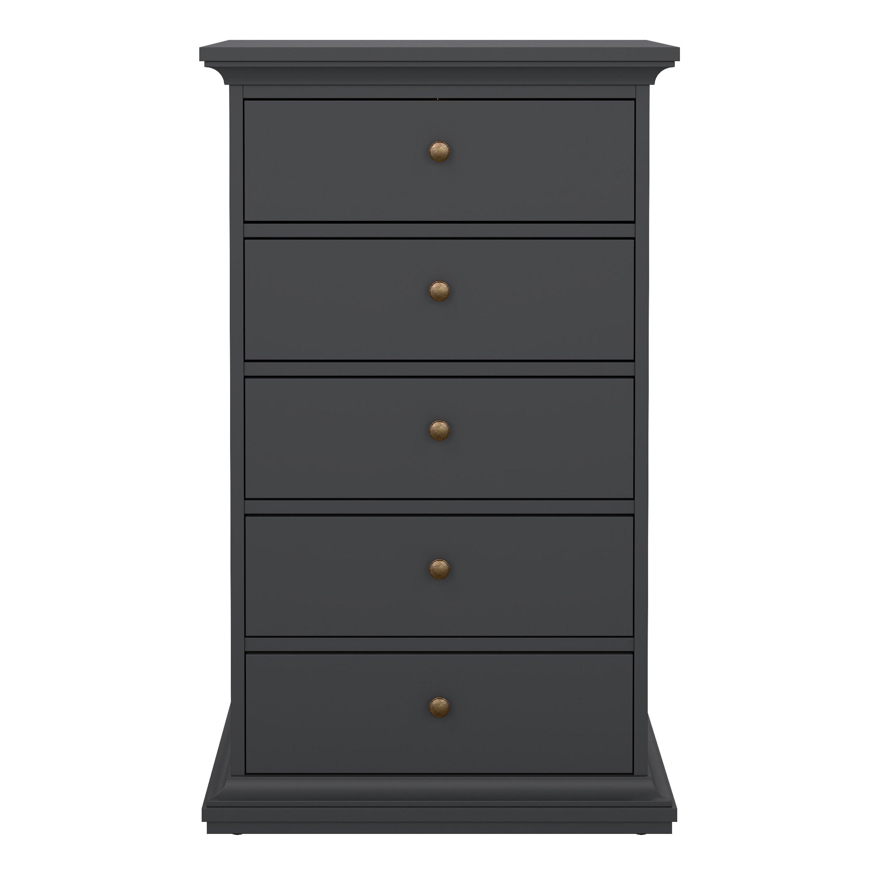 Paris Chest 5 Drawers in Matt Grey - image 2