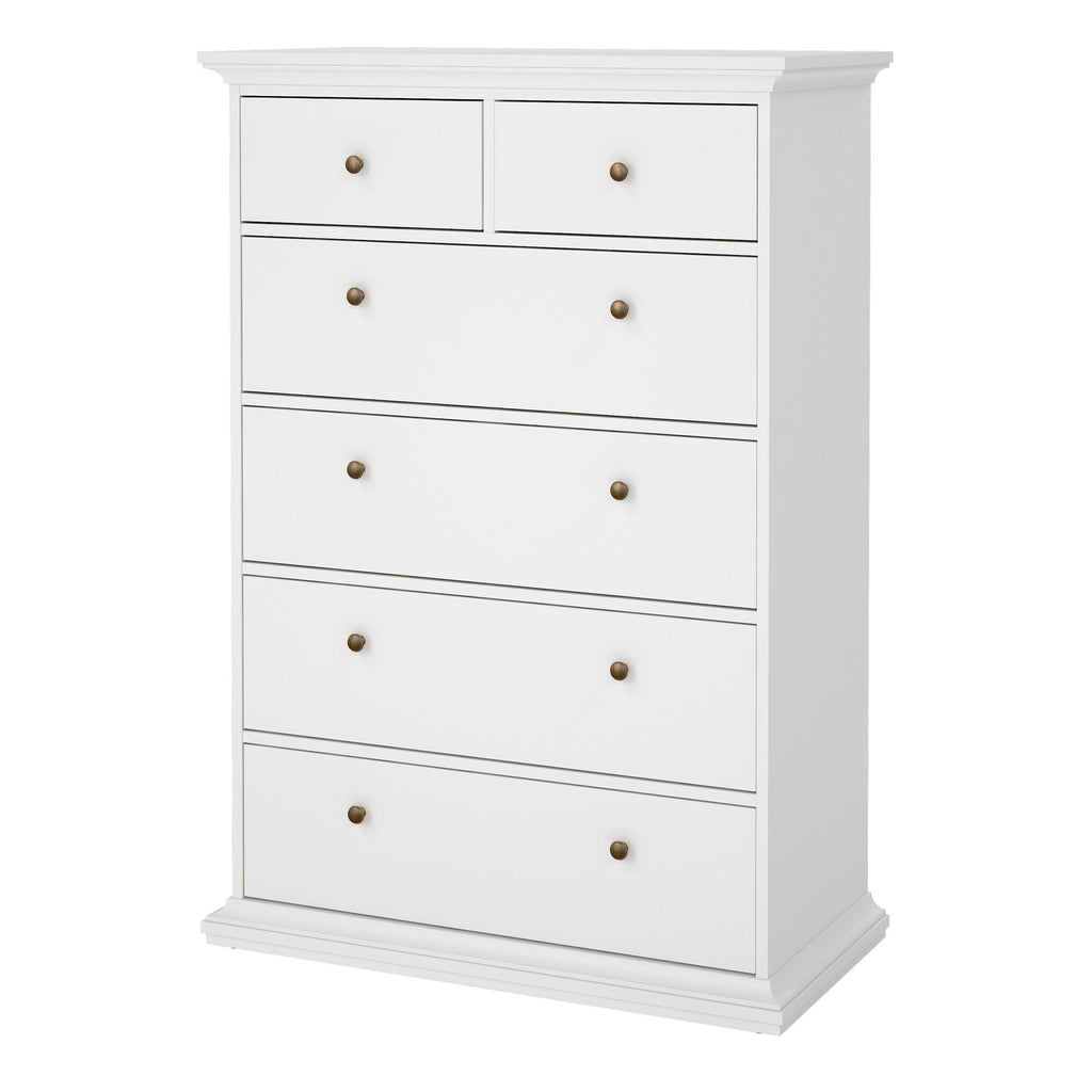 Paris Chest of 6 Drawers in White - image 3