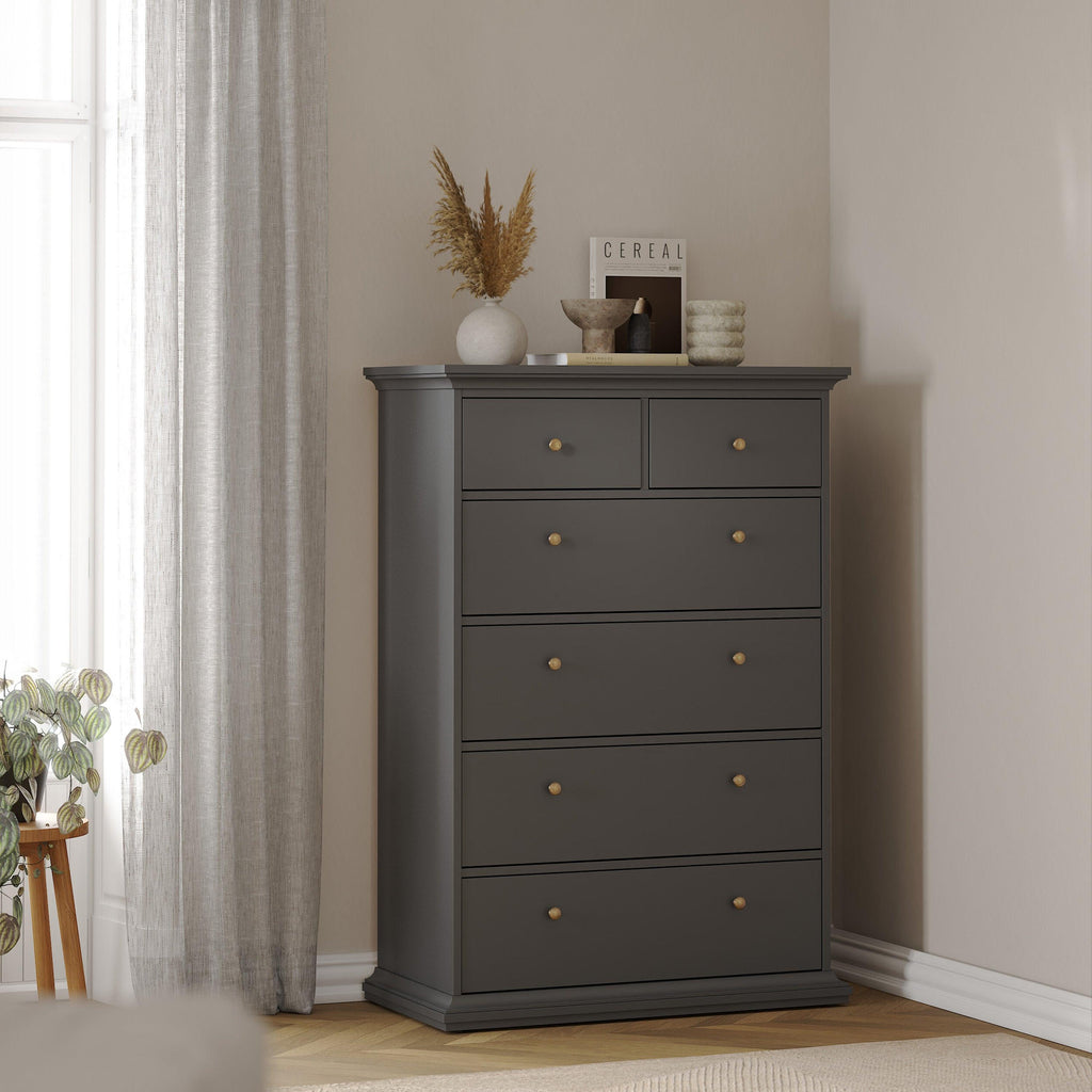 Paris Chest of 6 Drawers in Matt Grey - image 7