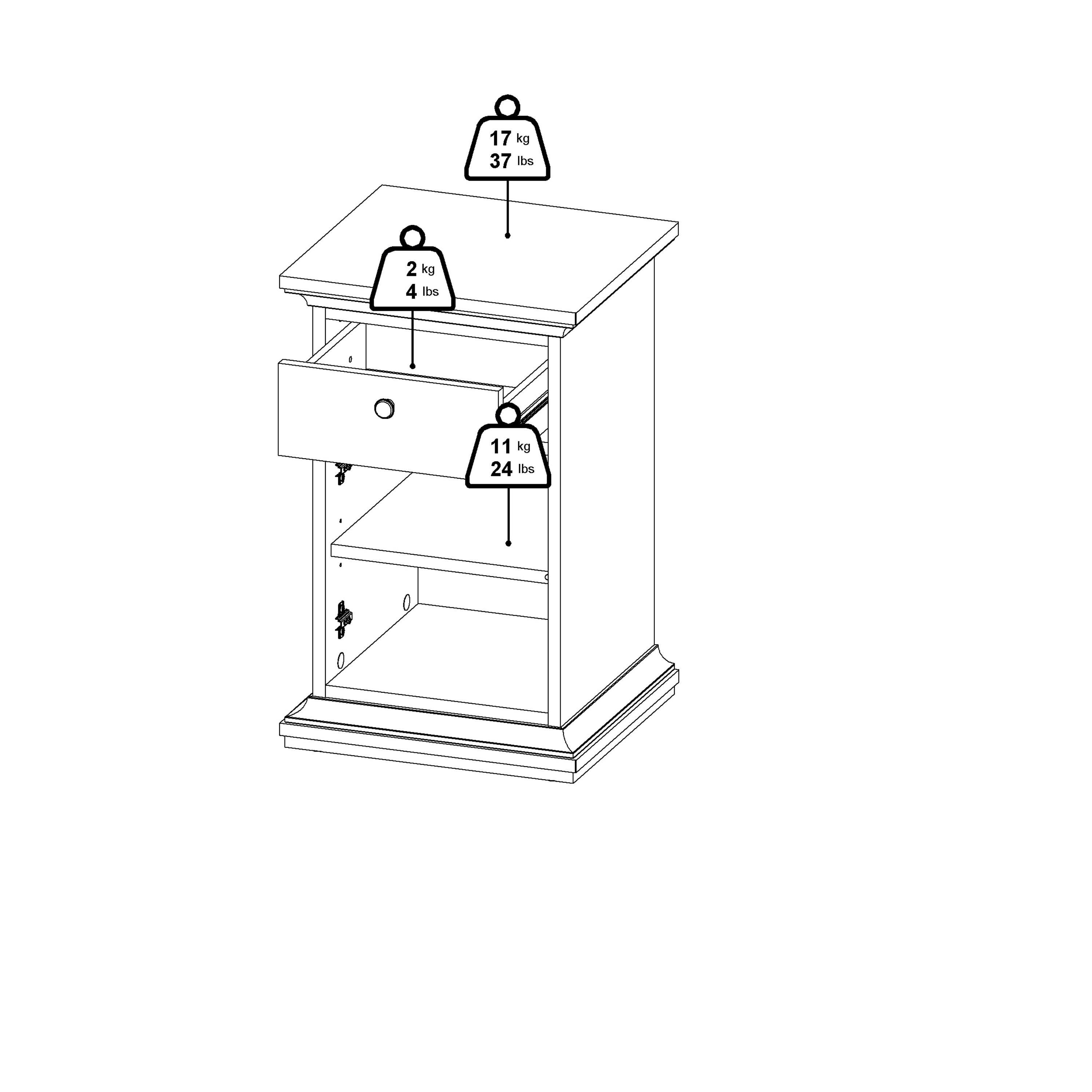 Paris Nightstand 1 Door + 1 Drawer in White - image 15