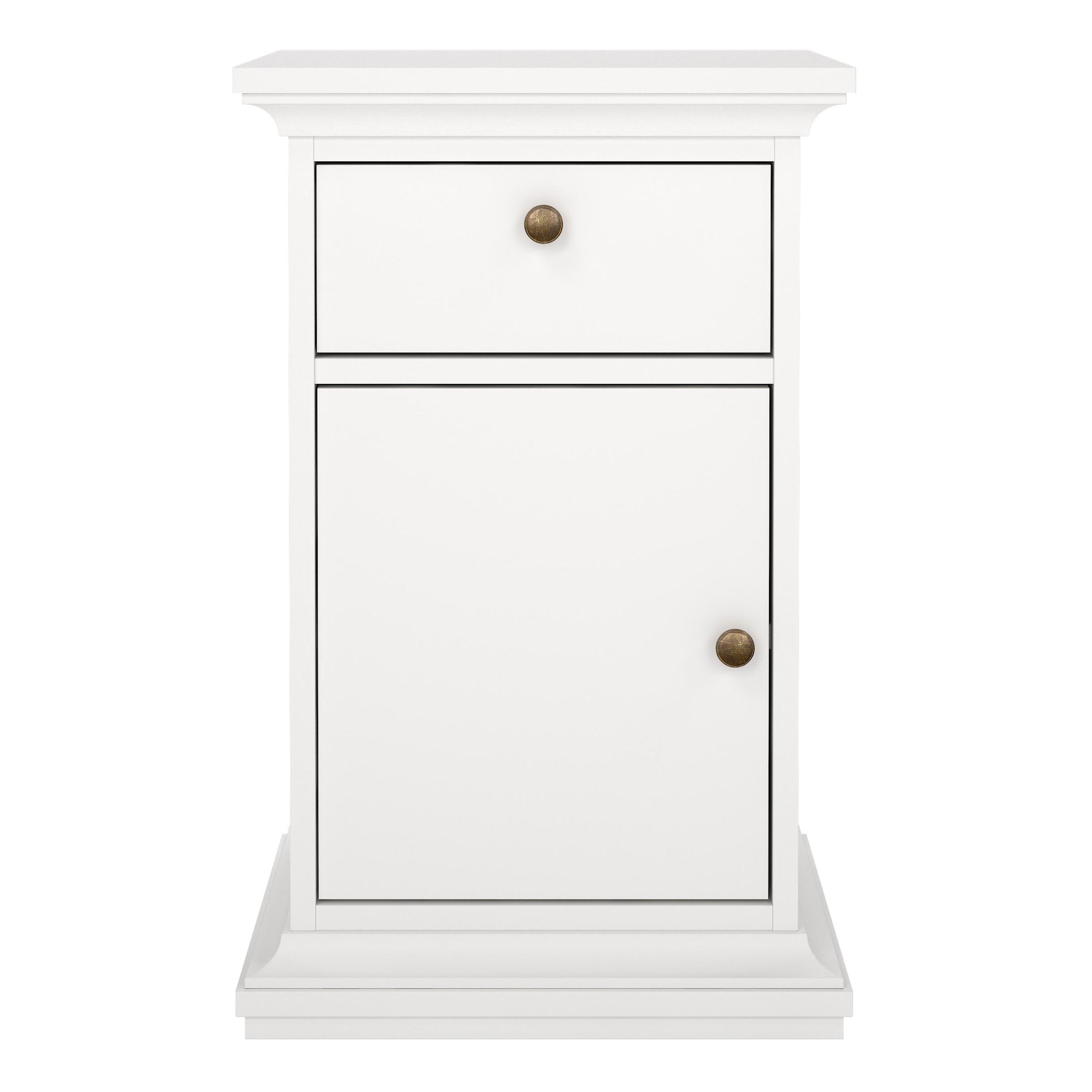 Paris Nightstand 1 Door + 1 Drawer in White - image 2