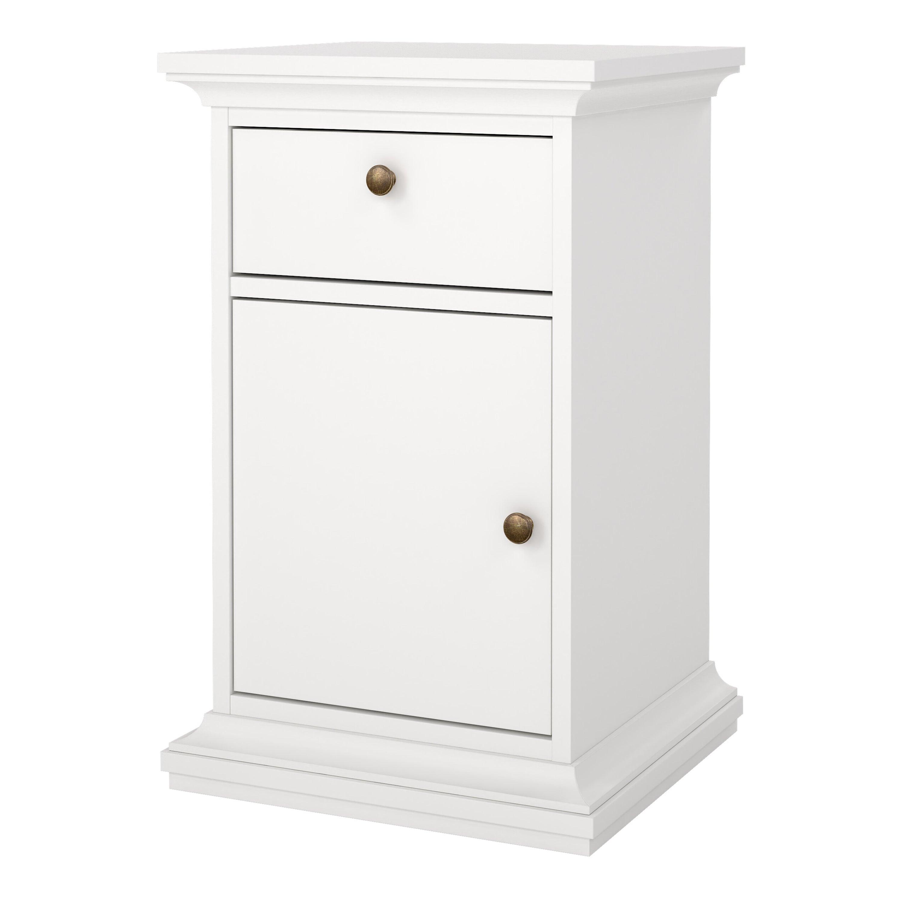 Paris Nightstand 1 Door + 1 Drawer in White - image 3