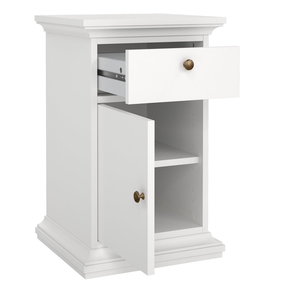 Paris Nightstand 1 Door + 1 Drawer in White - image 5
