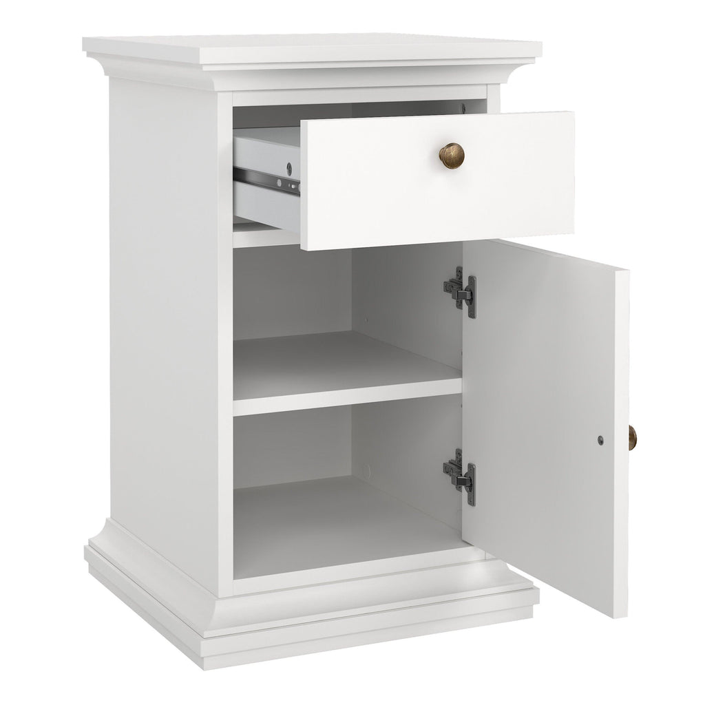 Paris Nightstand 1 Door + 1 Drawer in White - image 6