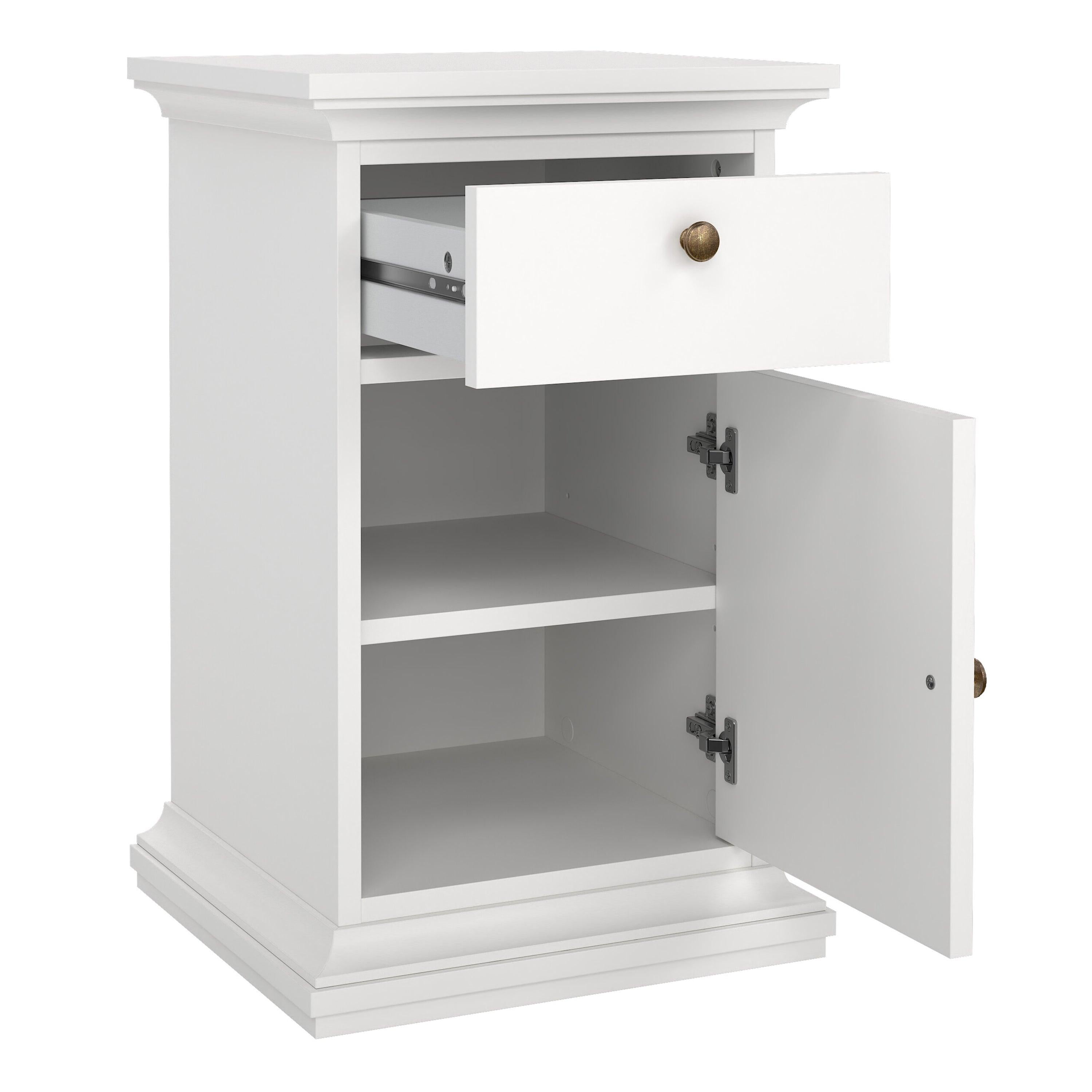 Paris Nightstand 1 Door + 1 Drawer in White - image 6