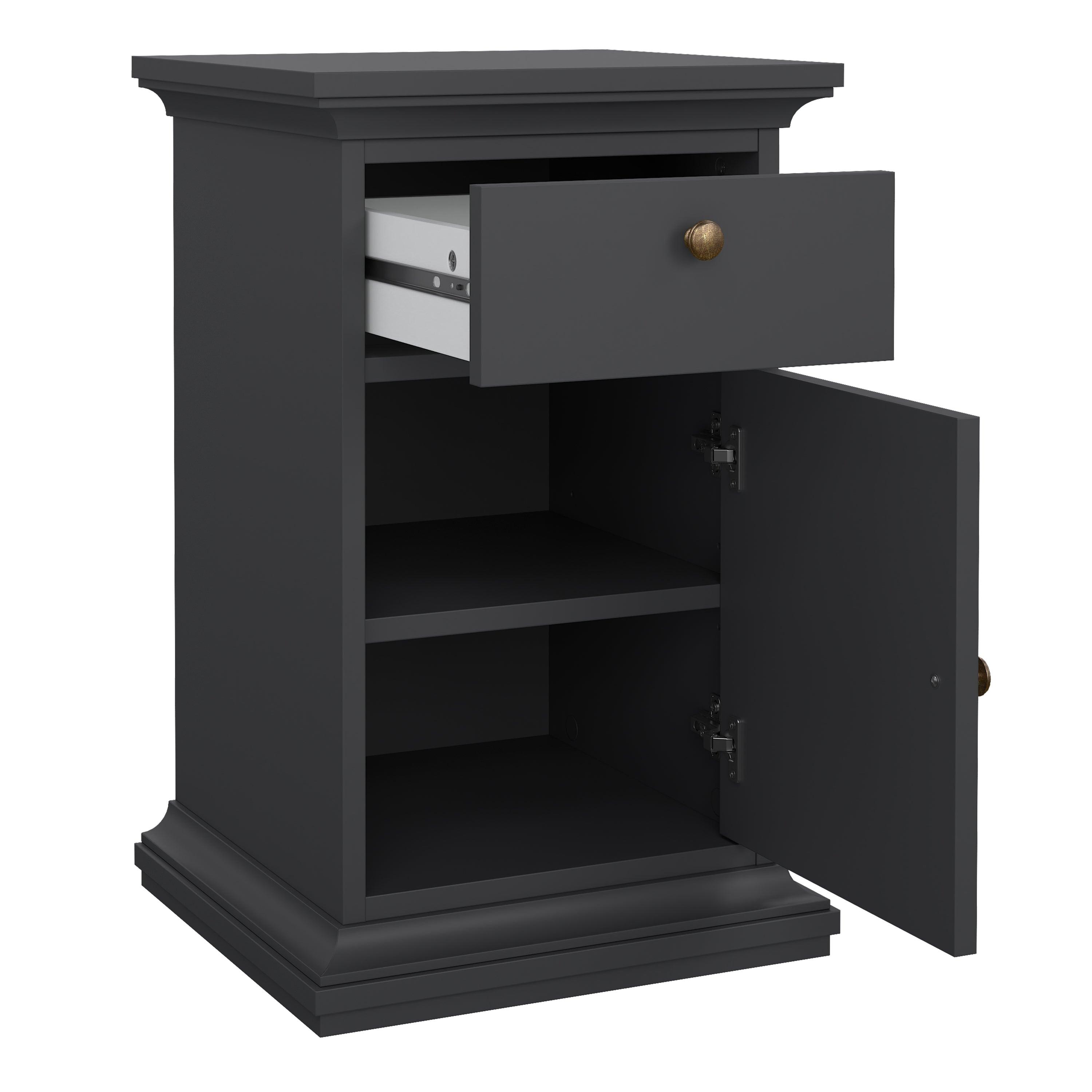 Paris Nightstand 1 Door + 1 Drawer in Matt Grey - image 6