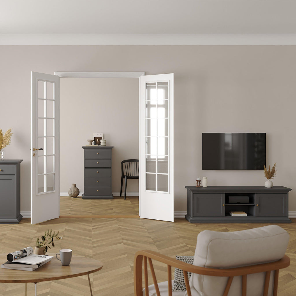 Paris TV-unit 2 frame Doors in Matt Grey - image 6