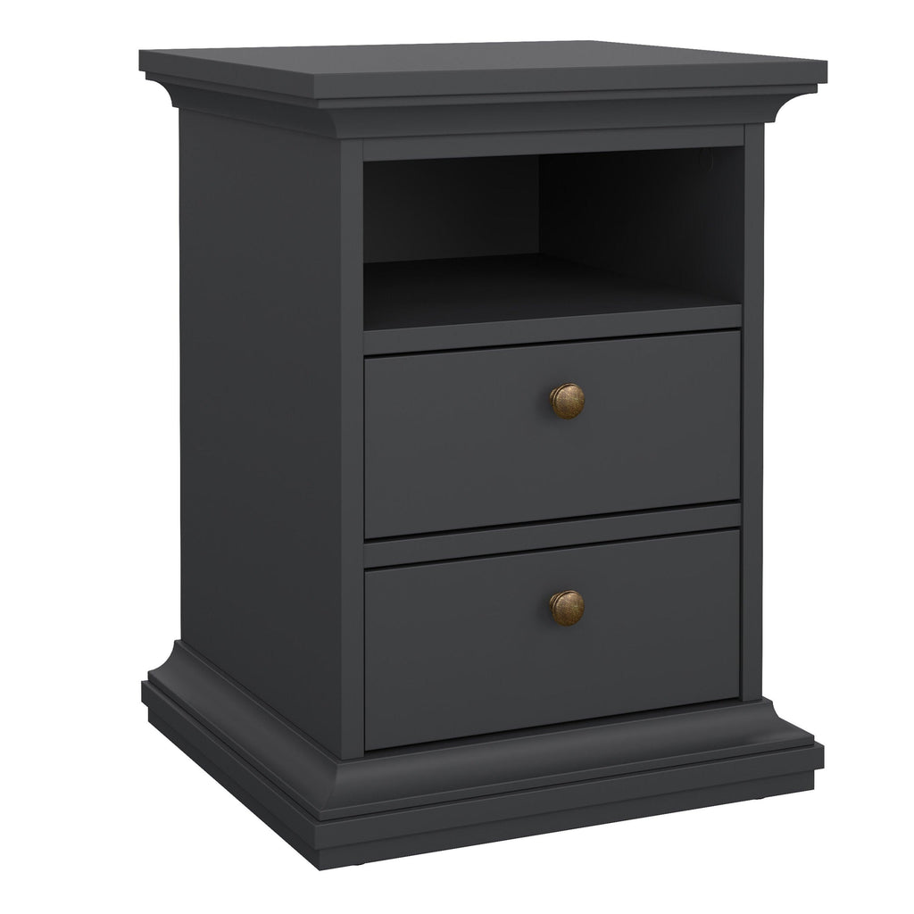 Paris Package - Bedside 2 Drawers + Chest of 4 Drawers + Wardrobe with 2 Doors Matt Grey - image 2
