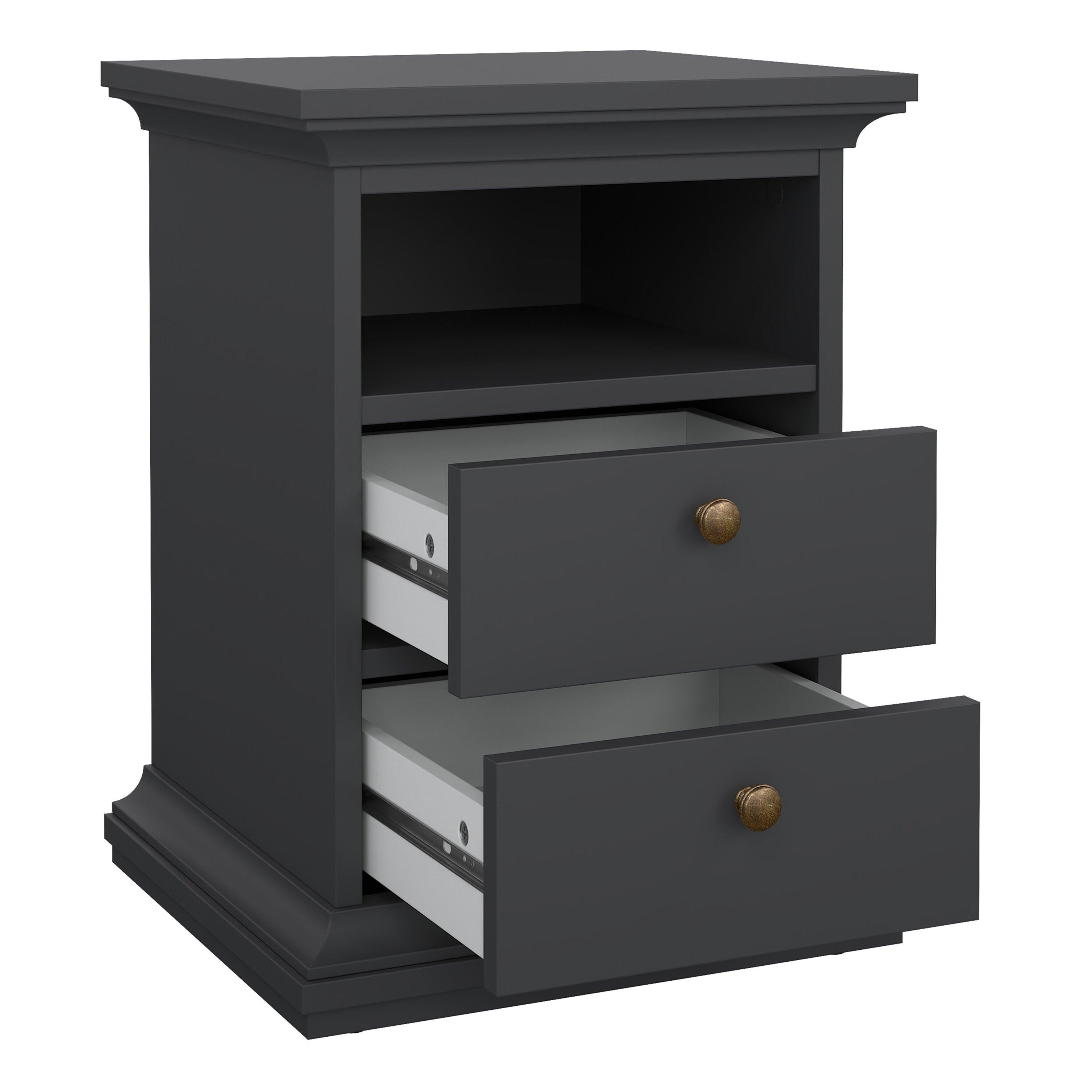 Paris Package - Bedside 2 Drawers + Chest of 4 Drawers + Wardrobe with 2 Doors Matt Grey - image 3