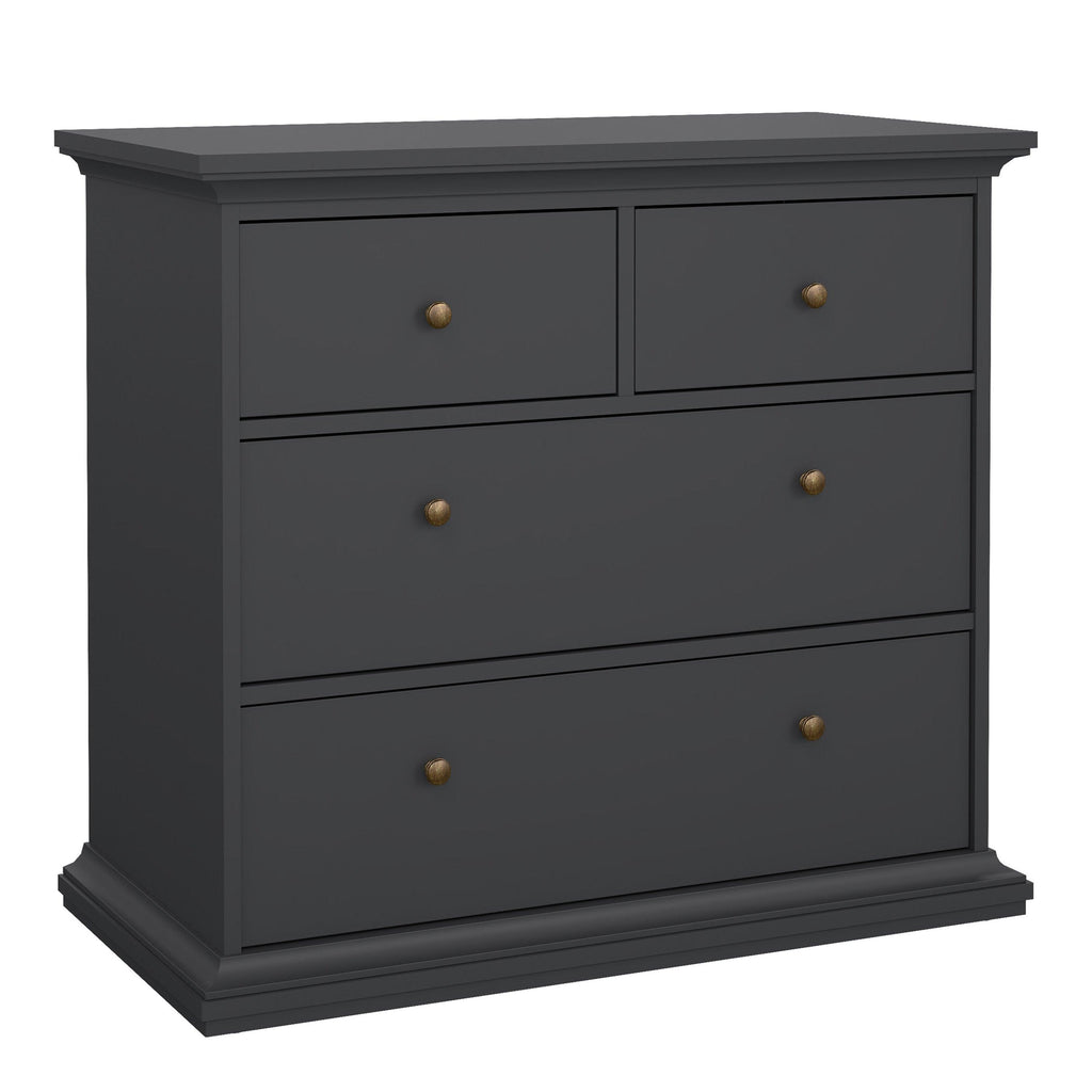 Paris Package - Bedside 2 Drawers + Chest of 4 Drawers + Wardrobe with 2 Doors Matt Grey - image 6