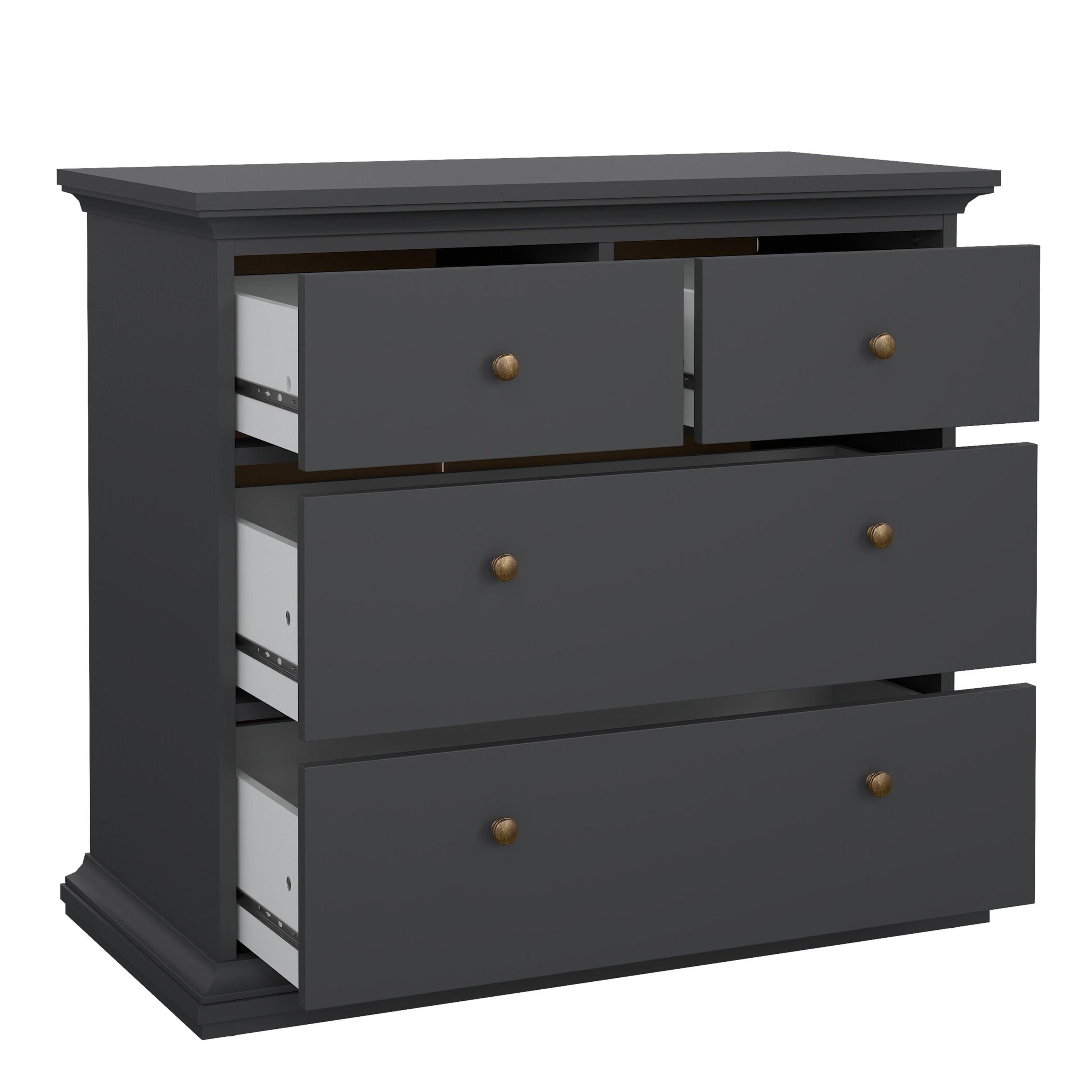 Paris Package - Bedside 2 Drawers + Chest of 4 Drawers + Wardrobe with 2 Doors Matt Grey - image 7