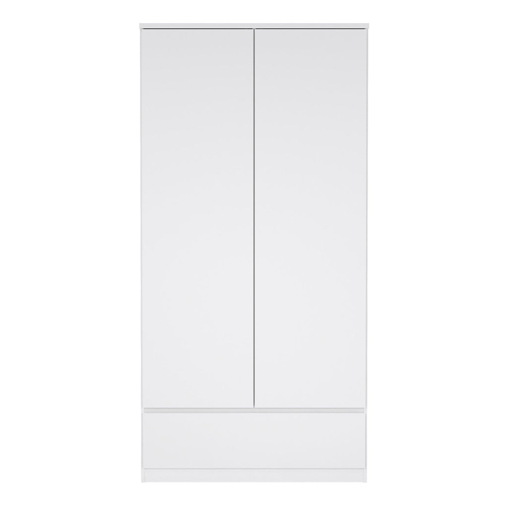 Naia Wardrobe with 2 Doors 1 Drawer in White High Gloss - image 2