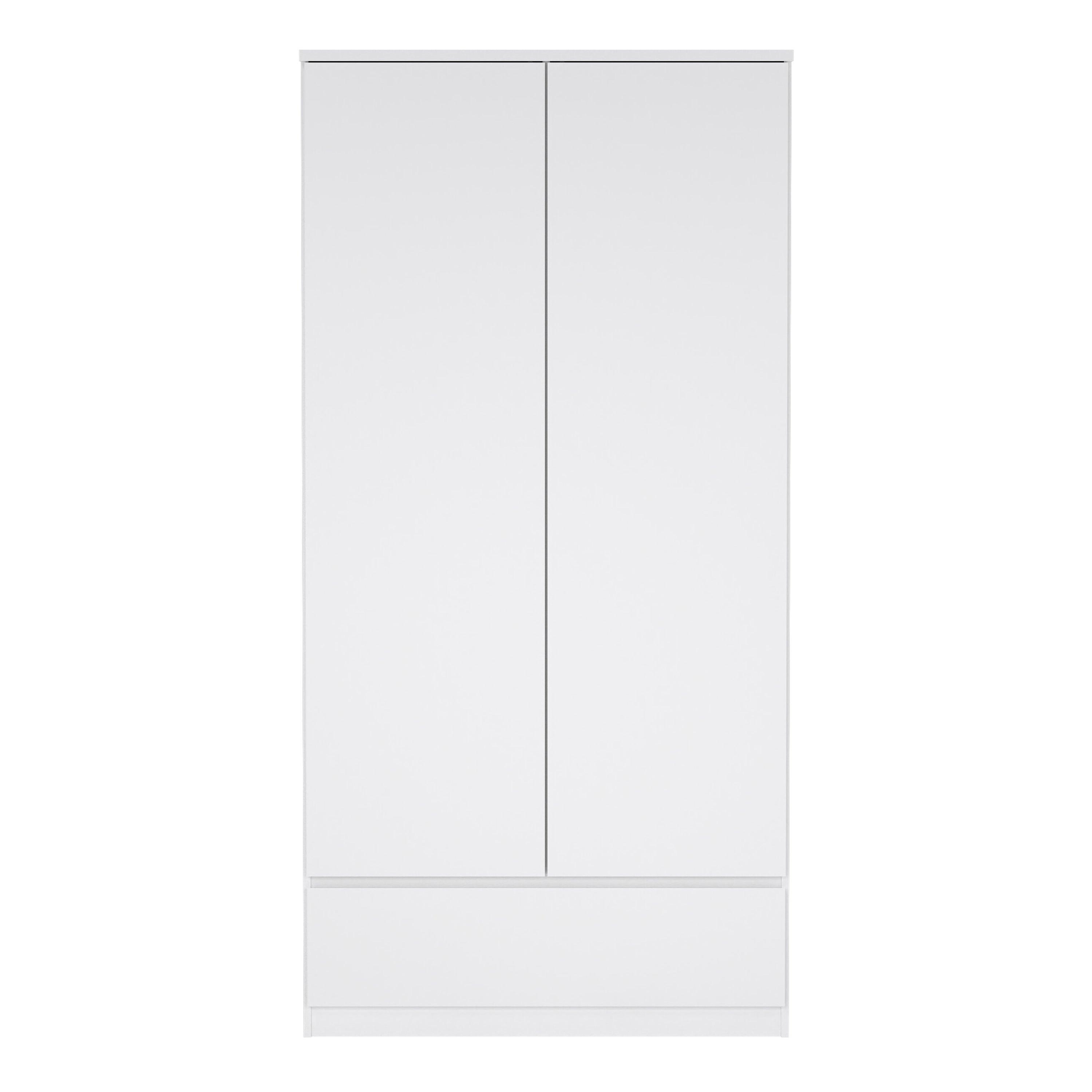 Naia Wardrobe with 2 Doors 1 Drawer in White High Gloss - image 2