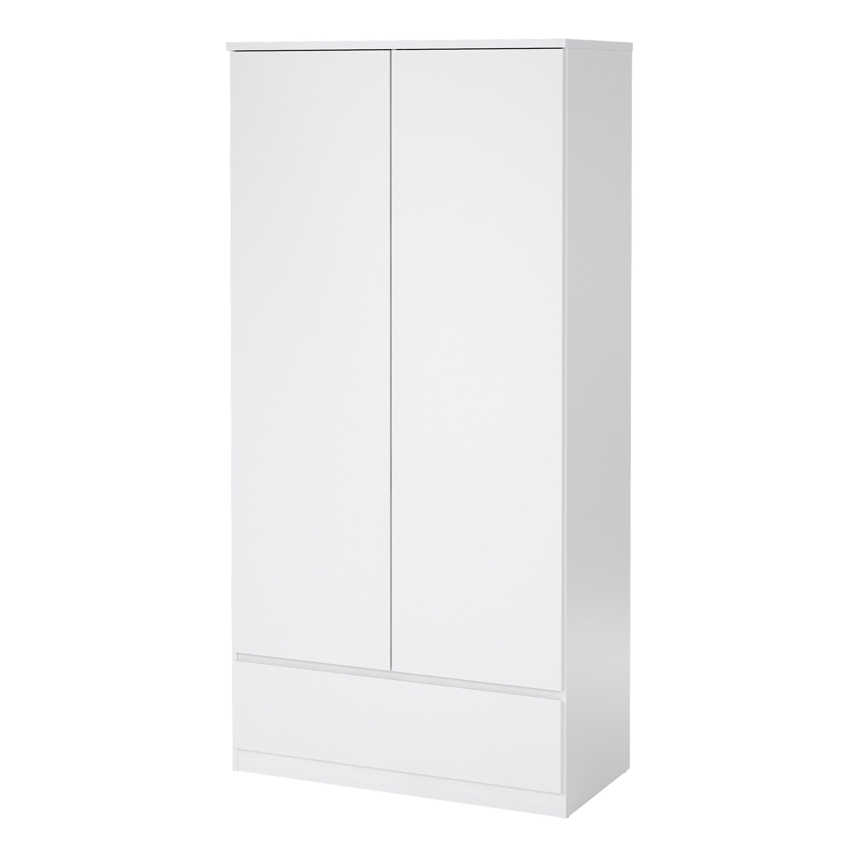Naia Wardrobe with 2 Doors 1 Drawer in White High Gloss - image 3