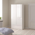 Naia Wardrobe with 2 Doors 1 Drawer in White High Gloss - image 5